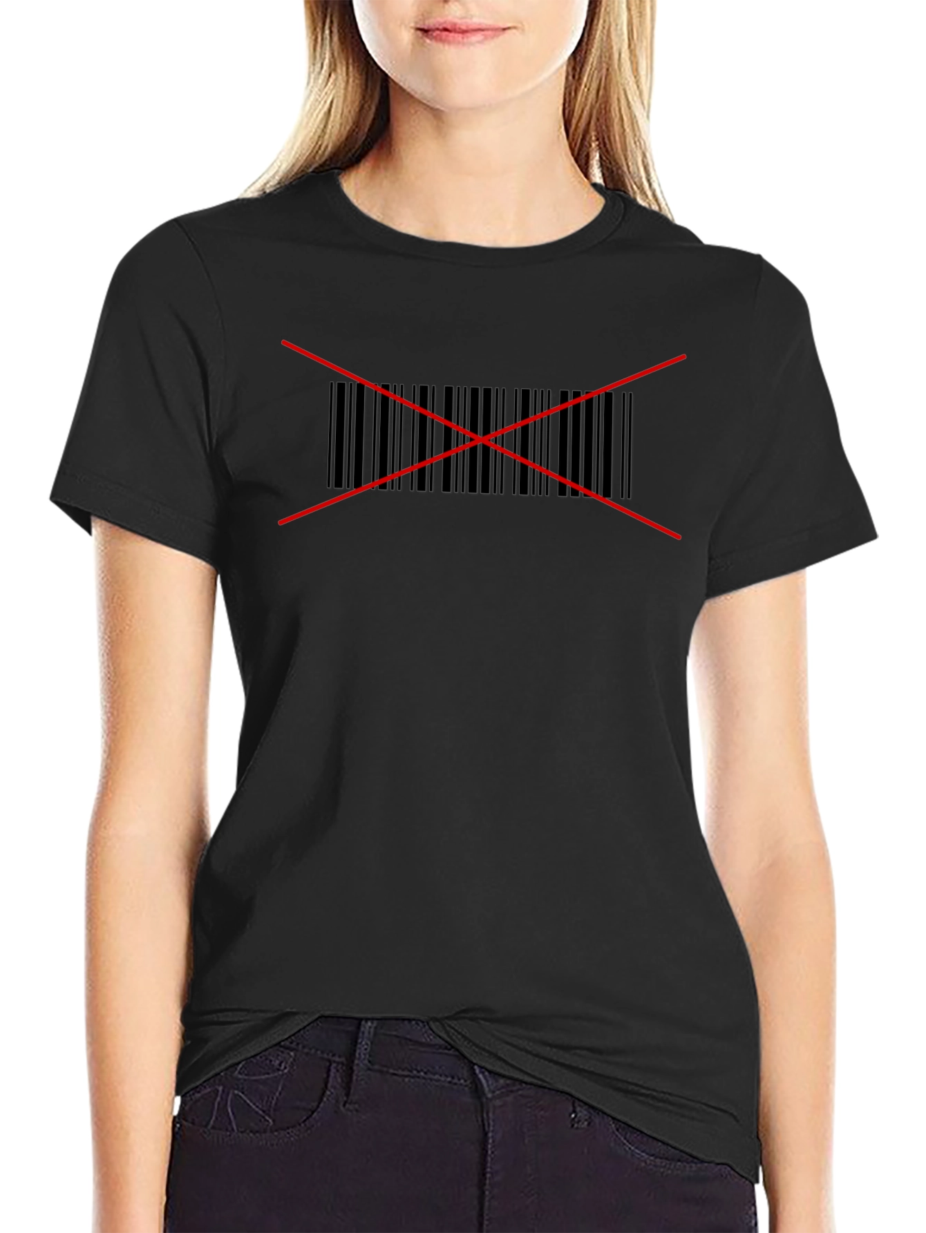 Edgy Barcode Rebellion Black T-Shirt