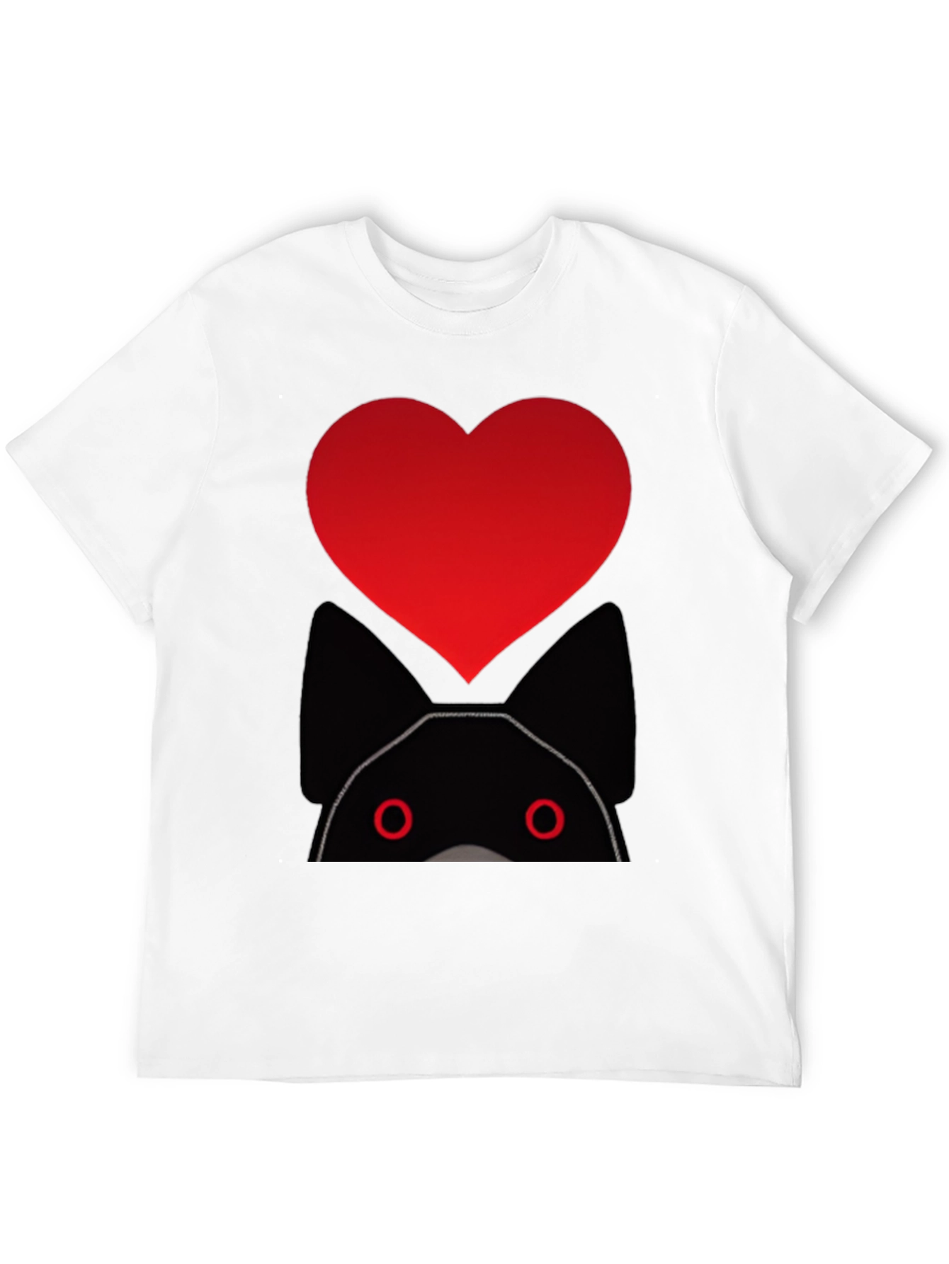 Heart Cat Graphic Black T-Shirt