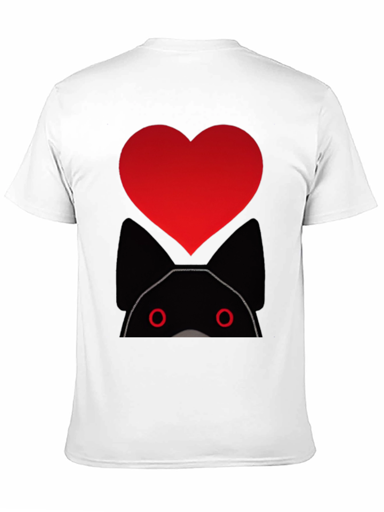 Heart Cat Graphic Black T-Shirt