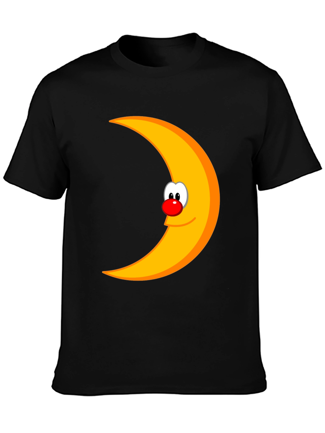 Funny Moon Face Graphic Black T-Shirt