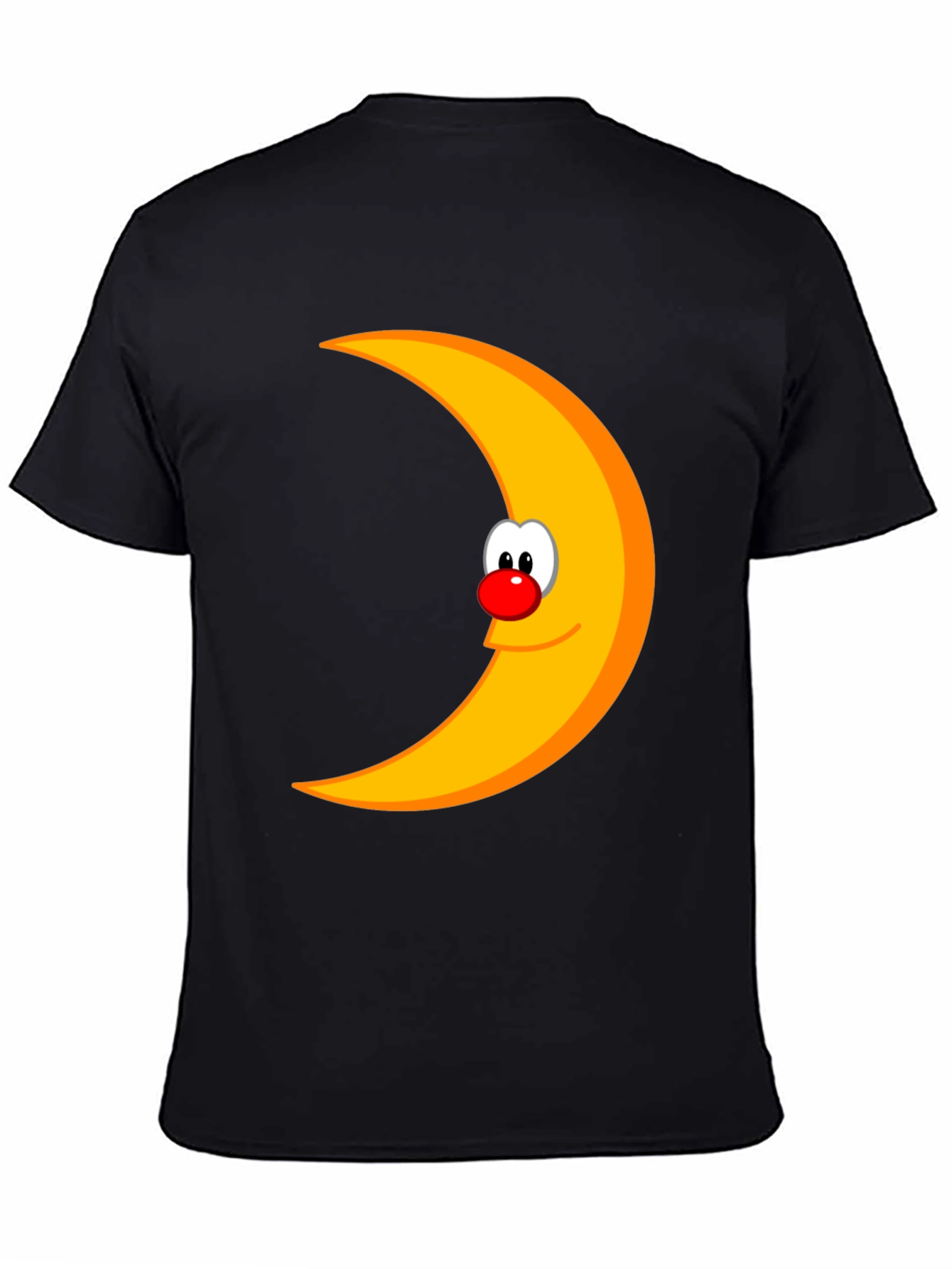 Funny Moon Face Graphic Black T-Shirt
