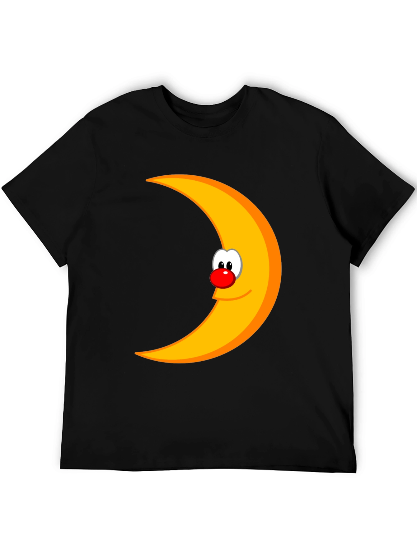 Funny Moon Face Graphic Black T-Shirt