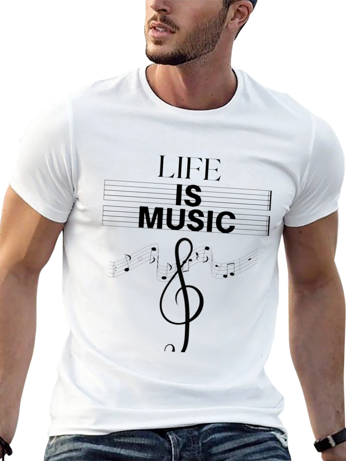 Life is Music Graphic T-Shirt - Black