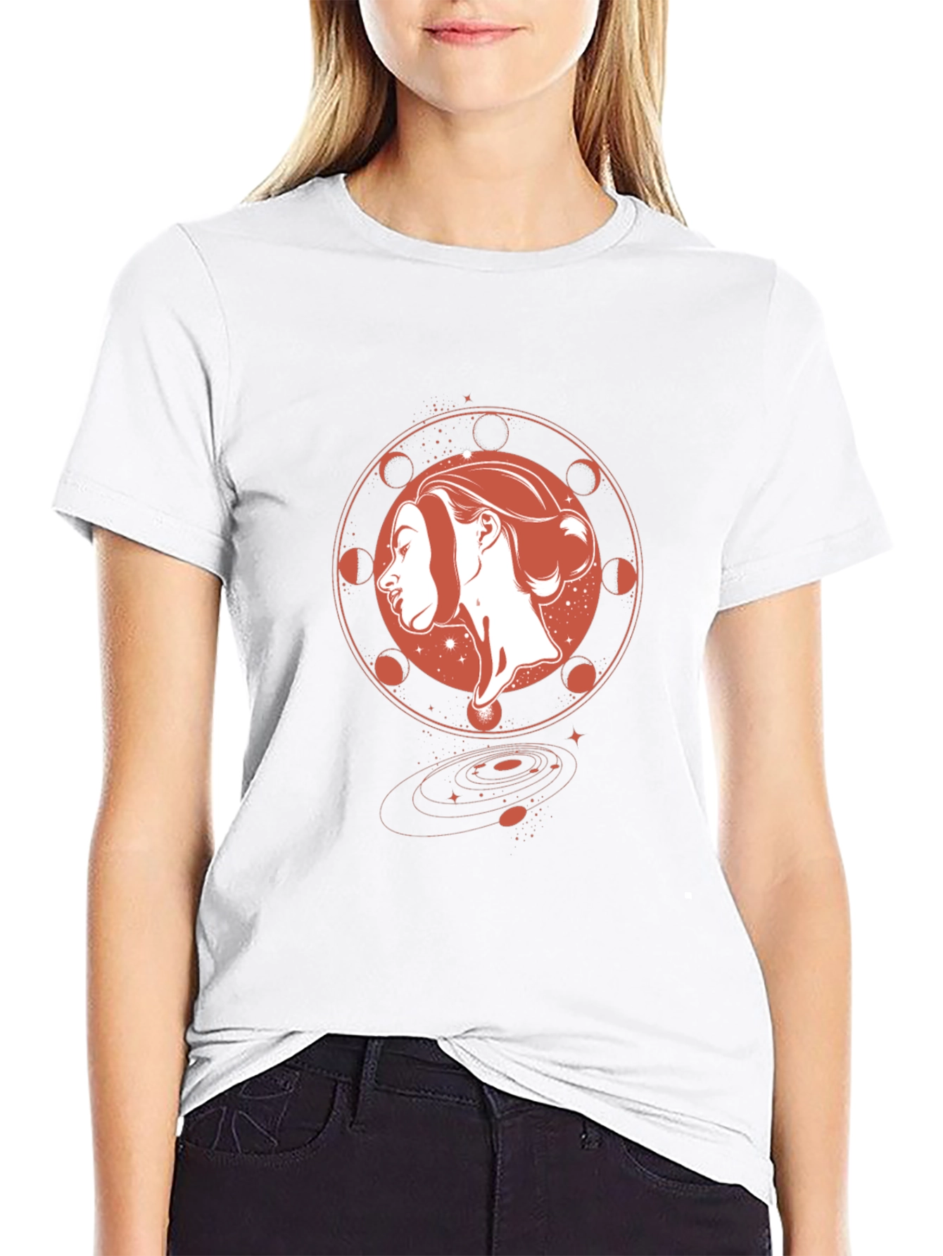 Celestial Woman Graphic Black T-Shirt