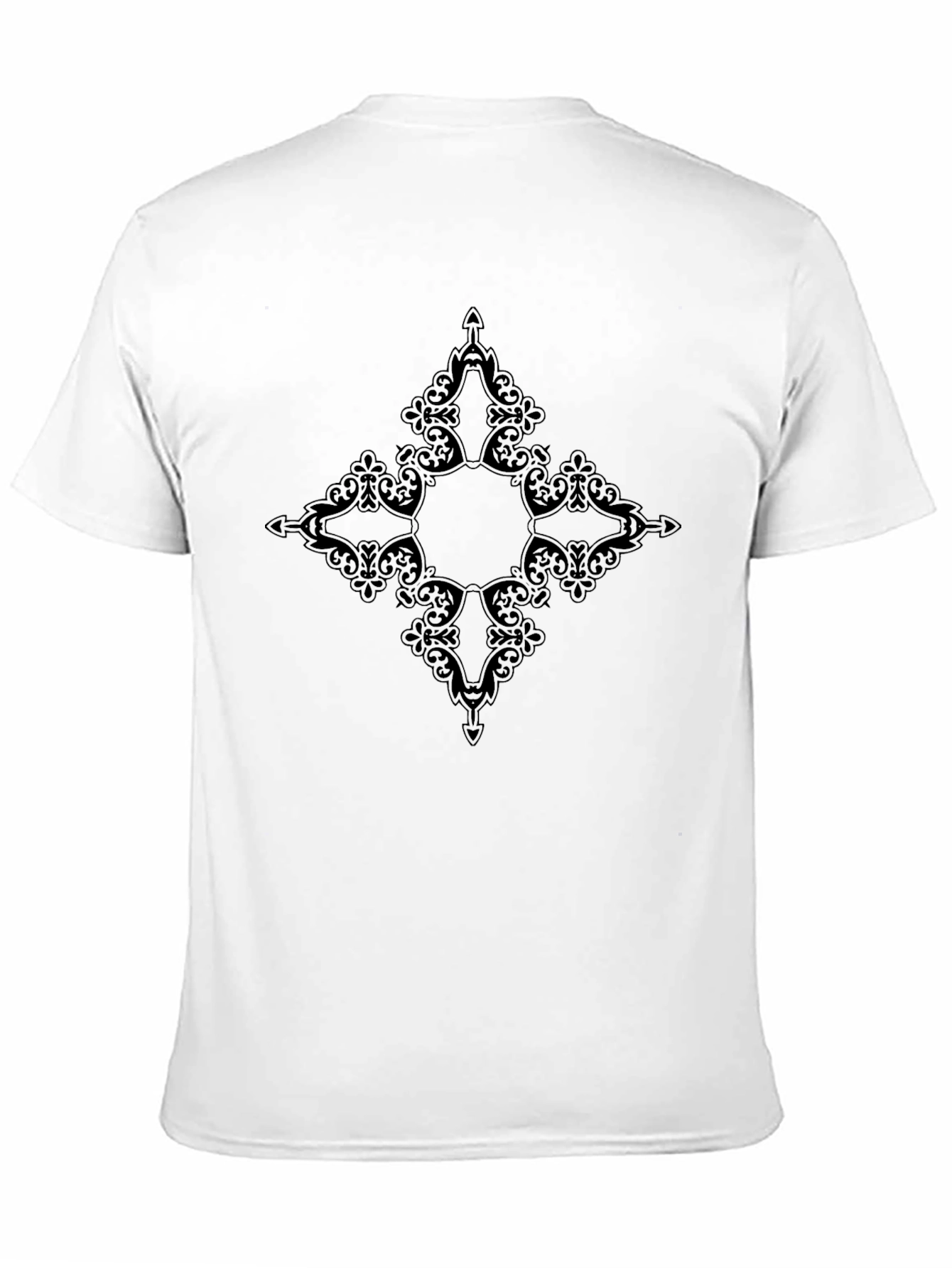 Mens Black T-Shirt with Ornamental Diamond Graphic