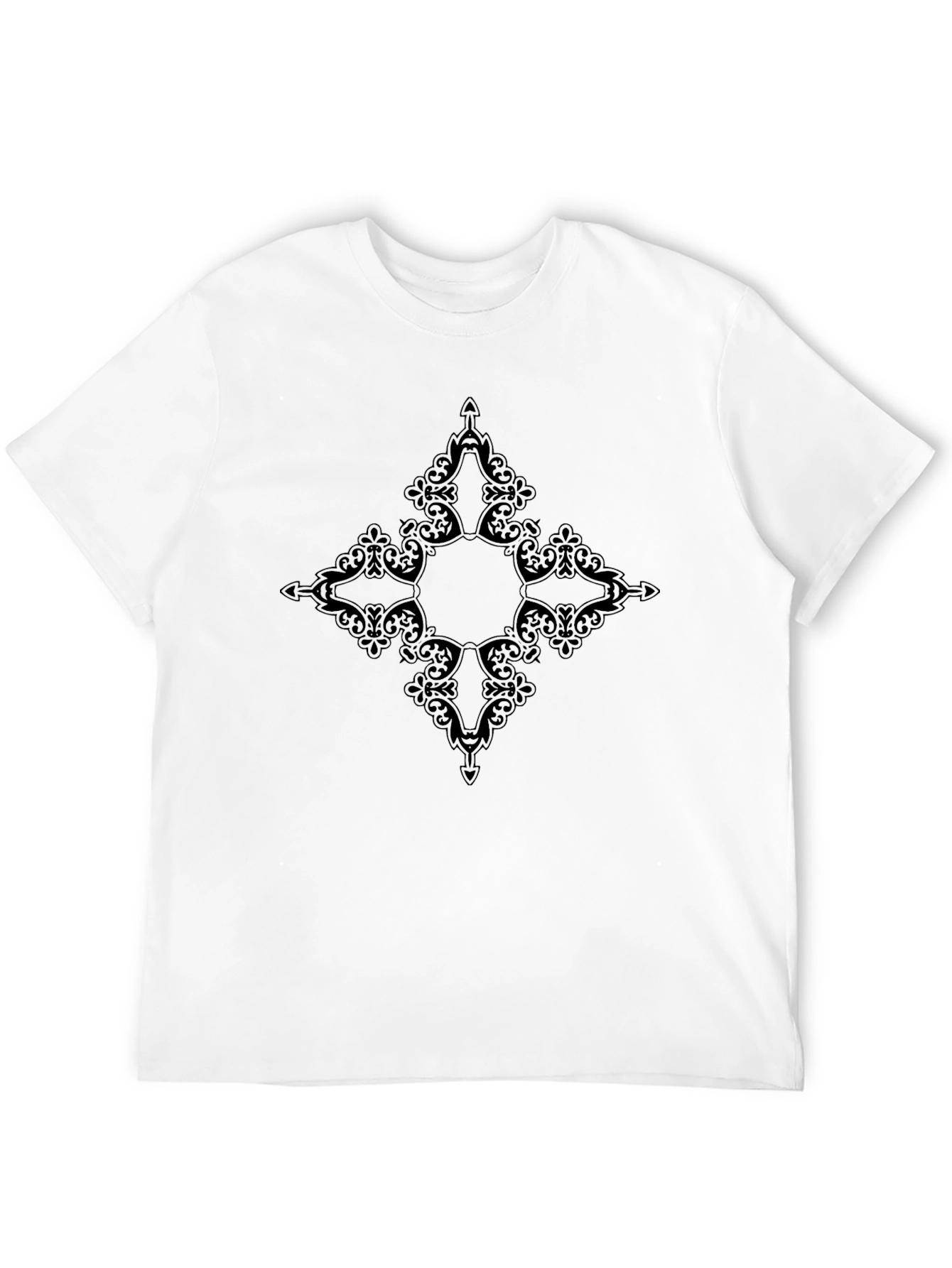 Mens Black T-Shirt with Ornamental Diamond Graphic