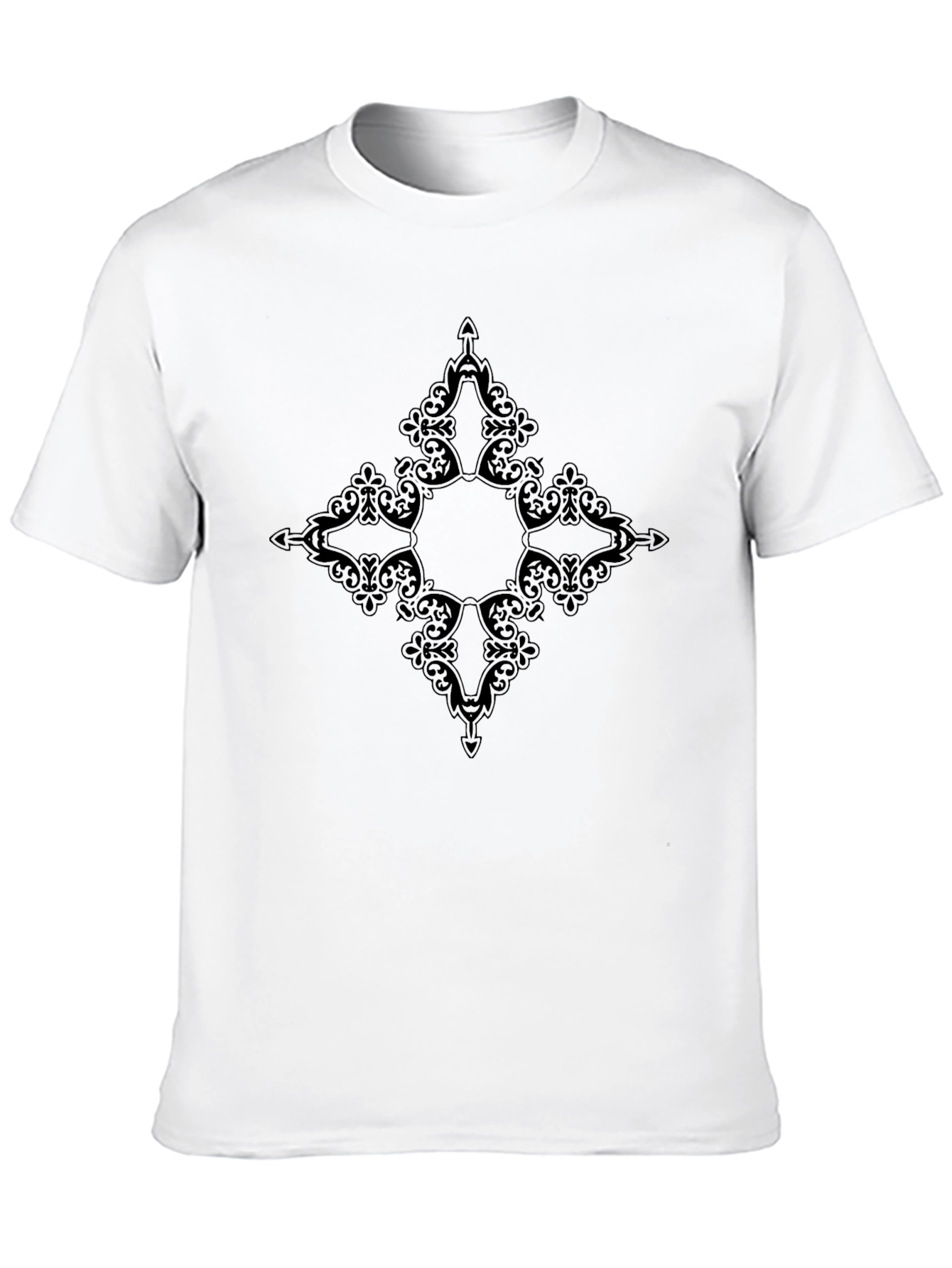 Mens Black T-Shirt with Ornamental Diamond Graphic