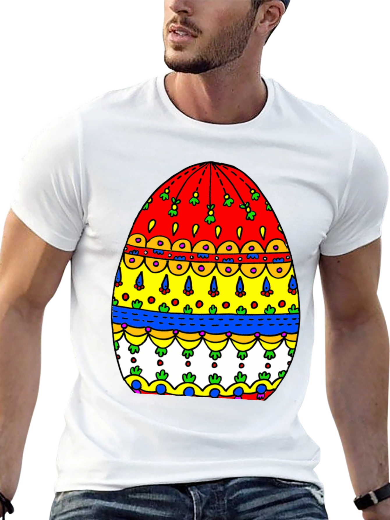 Festive Easter Egg Graphic Tee - Mens Black T-Shirt