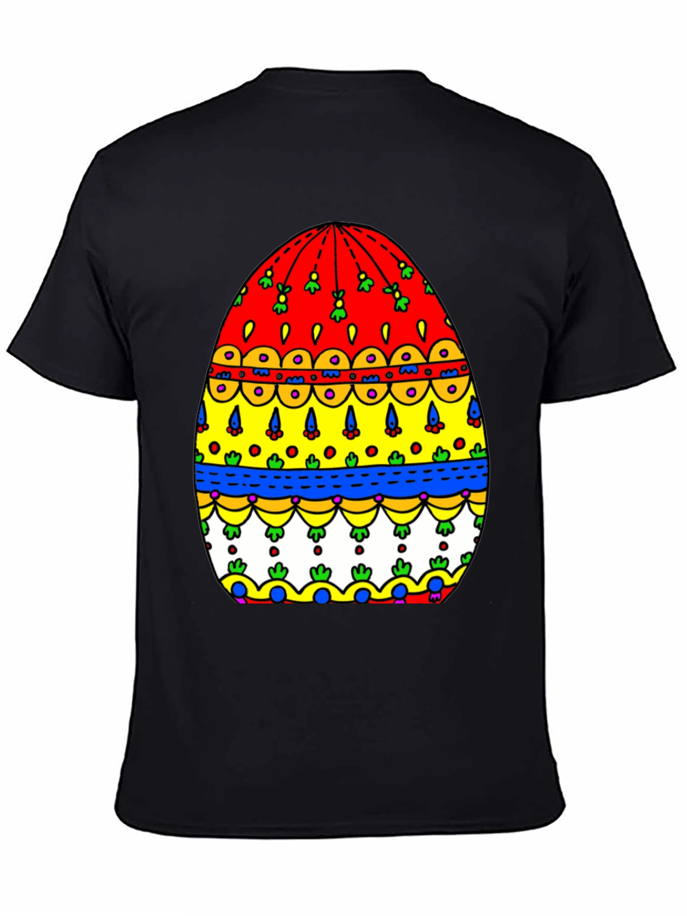 Festive Easter Egg Graphic Tee - Mens Black T-Shirt