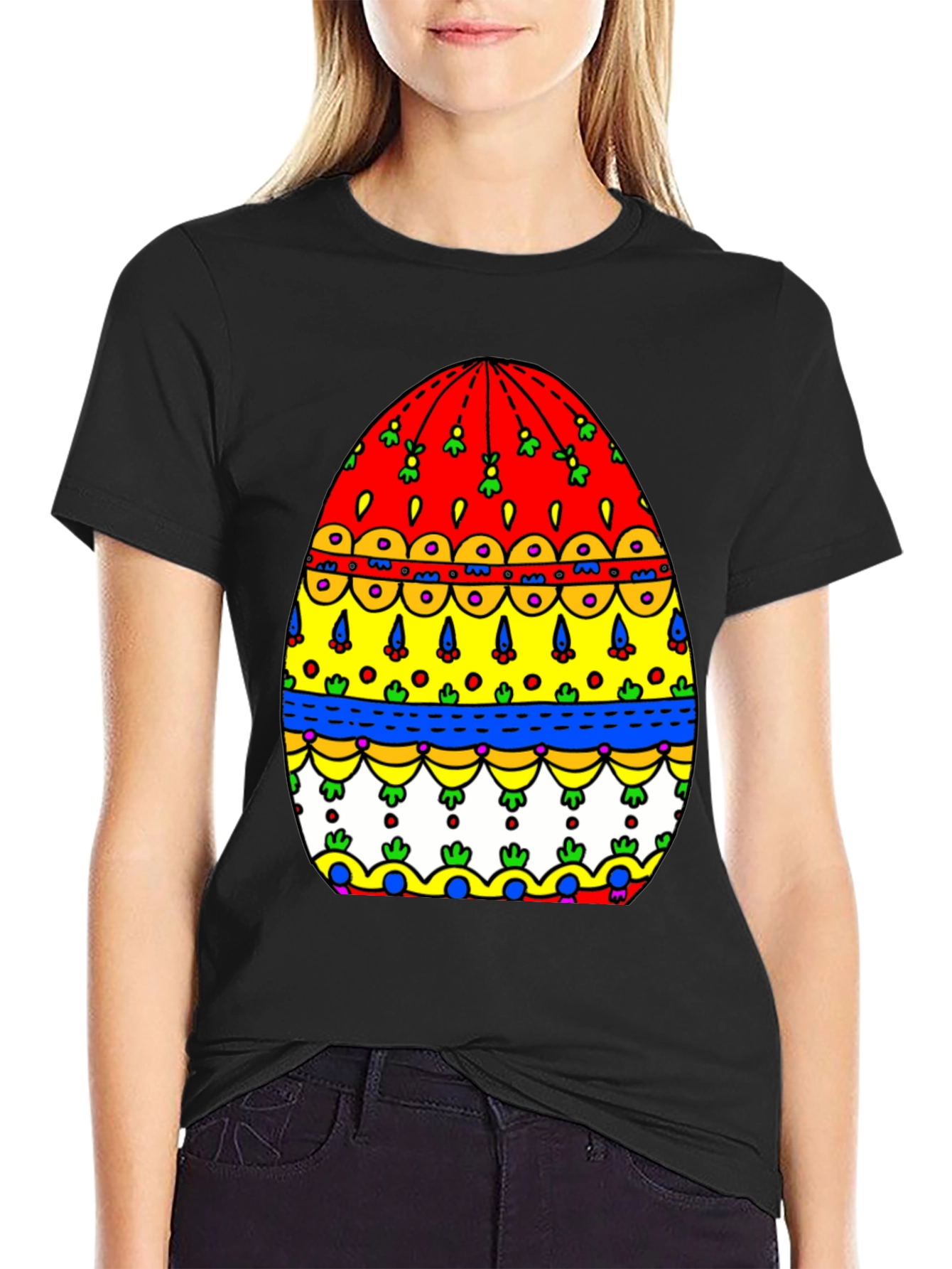 Festive Easter Egg Graphic Tee - Mens Black T-Shirt