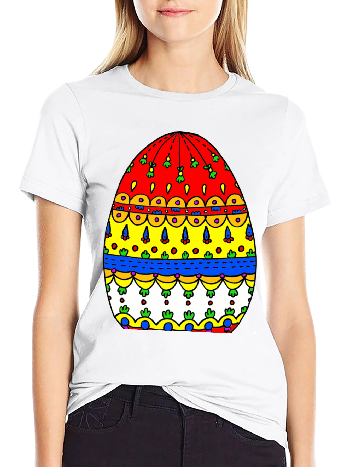 Festive Easter Egg Graphic Tee - Mens Black T-Shirt