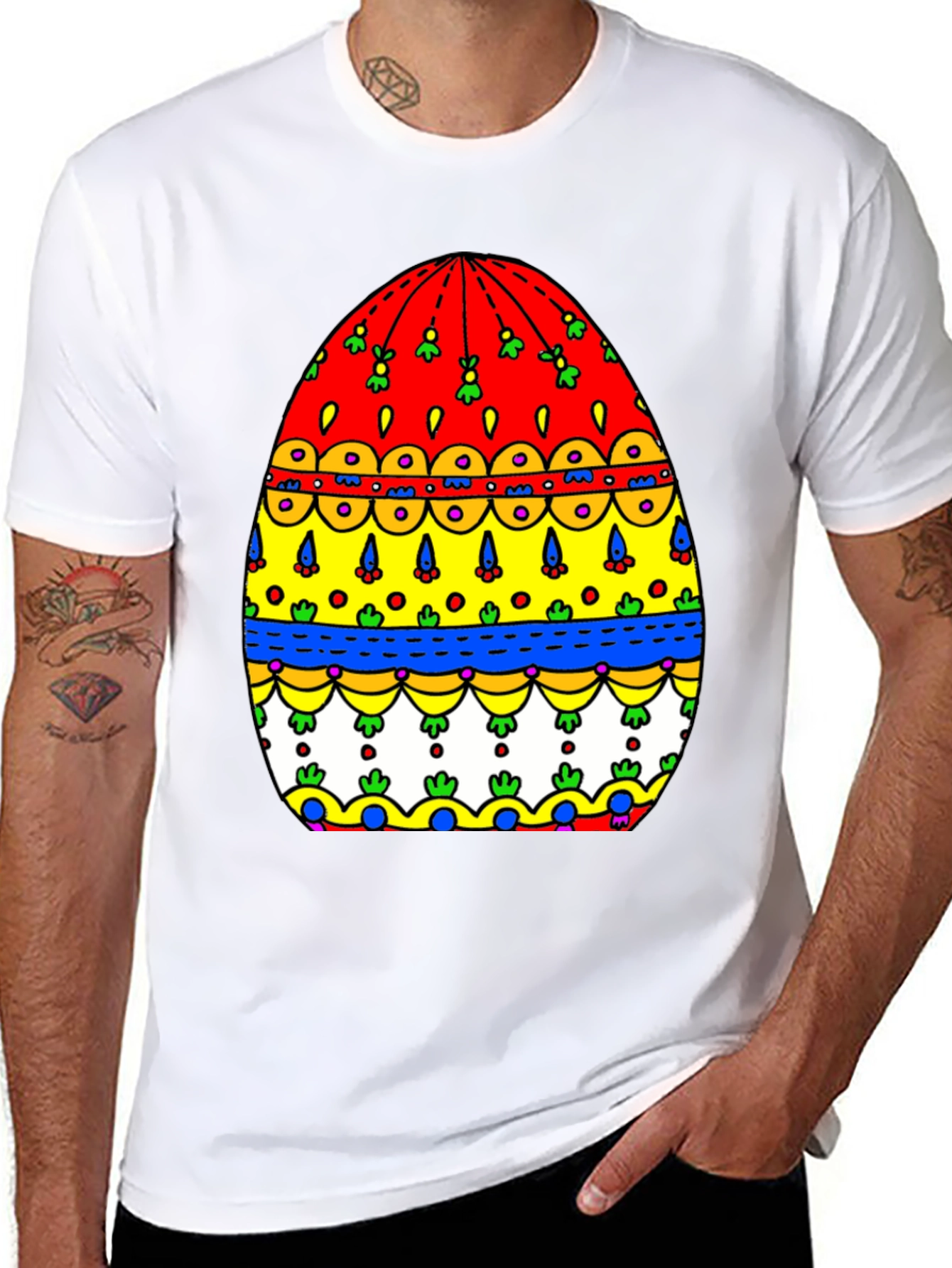 Festive Easter Egg Graphic Tee - Mens Black T-Shirt