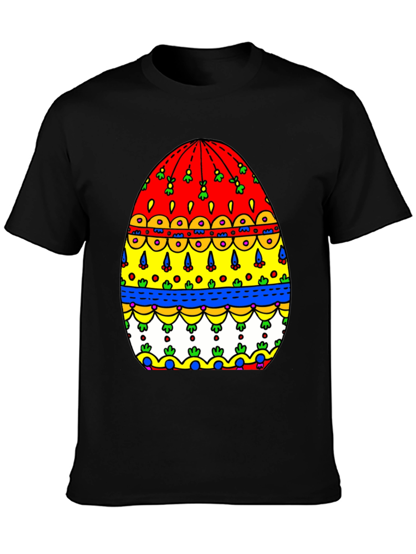 Festive Easter Egg Graphic Tee - Mens Black T-Shirt