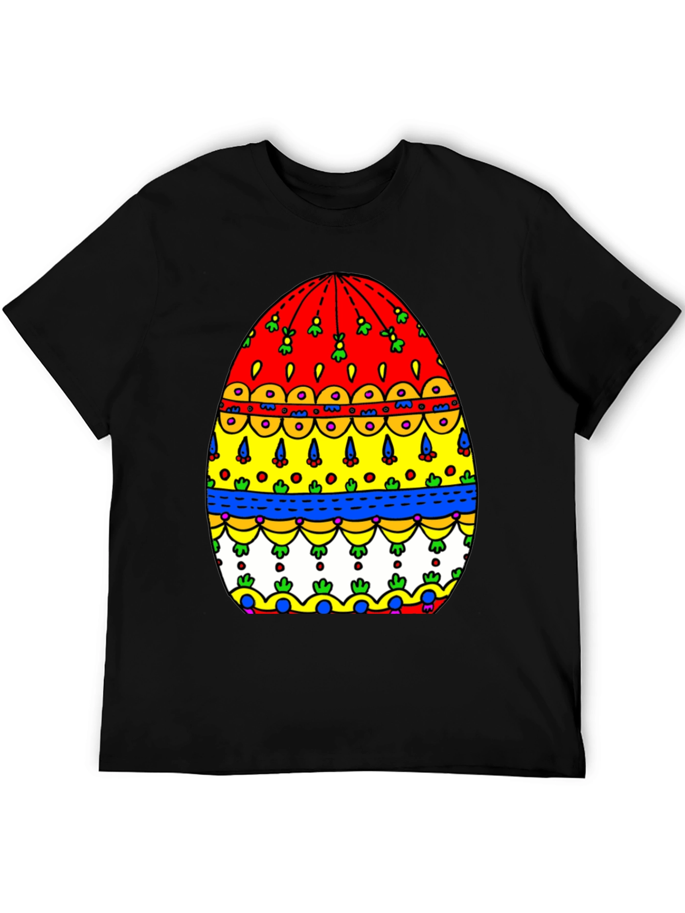 Festive Easter Egg Graphic Tee - Mens Black T-Shirt