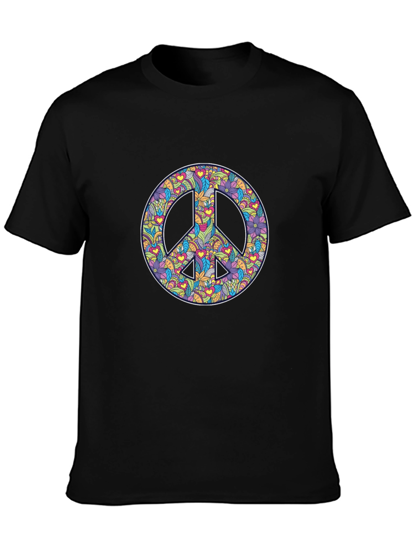 Peace Sign Floral Print Graphic Tee