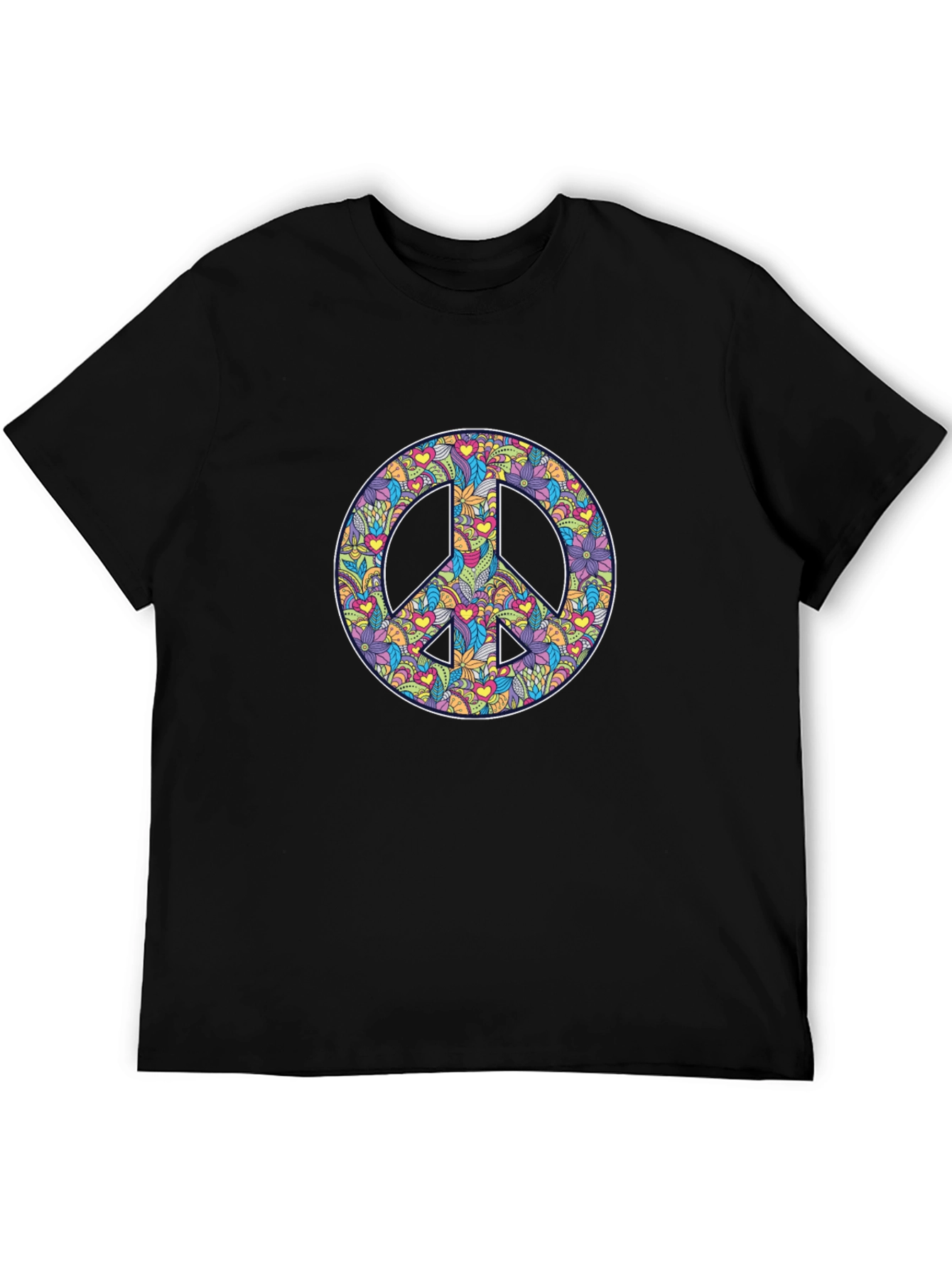 Peace Sign Floral Print Graphic Tee
