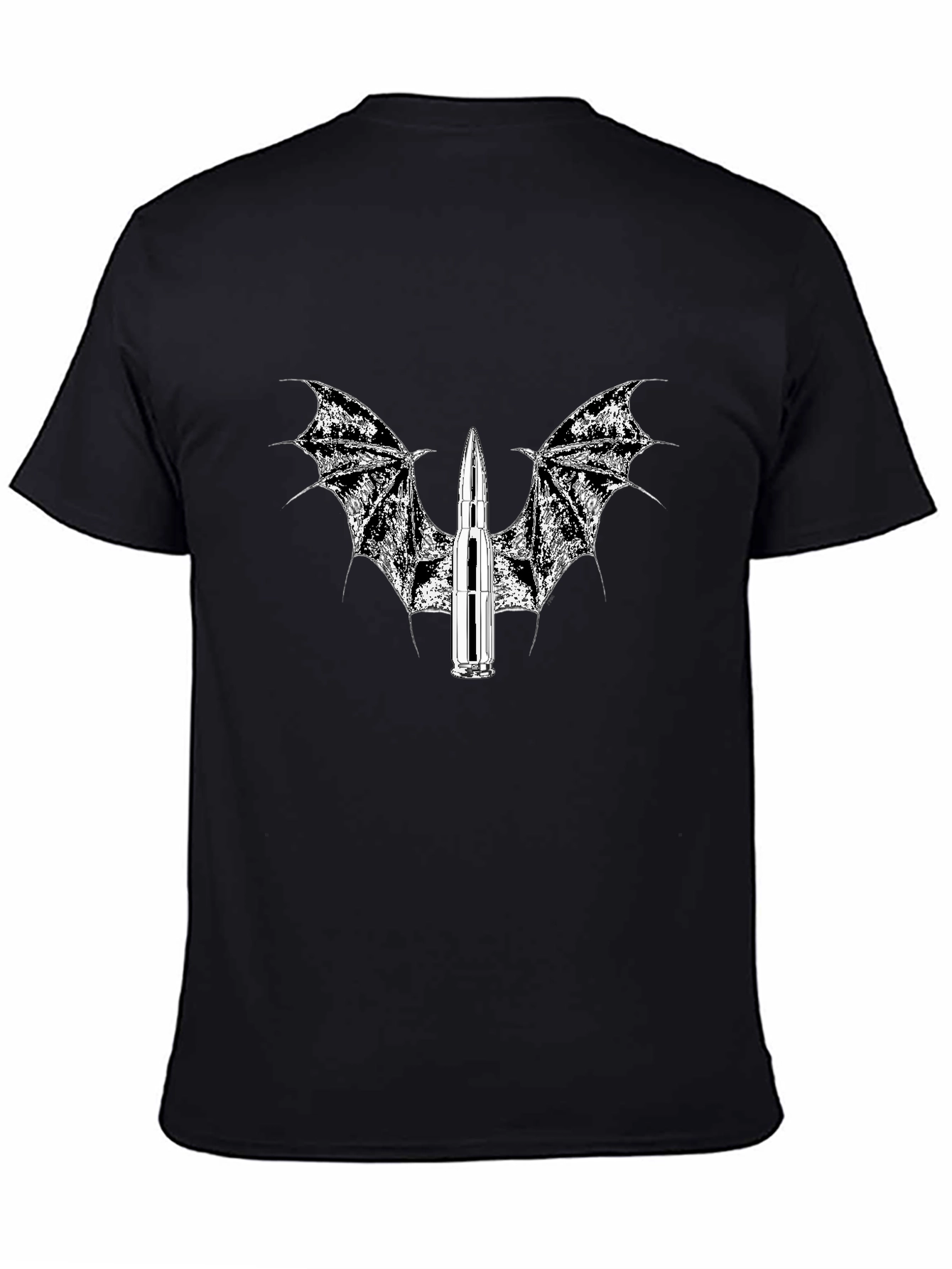 Edgy Bullet Wings Black T-Shirt