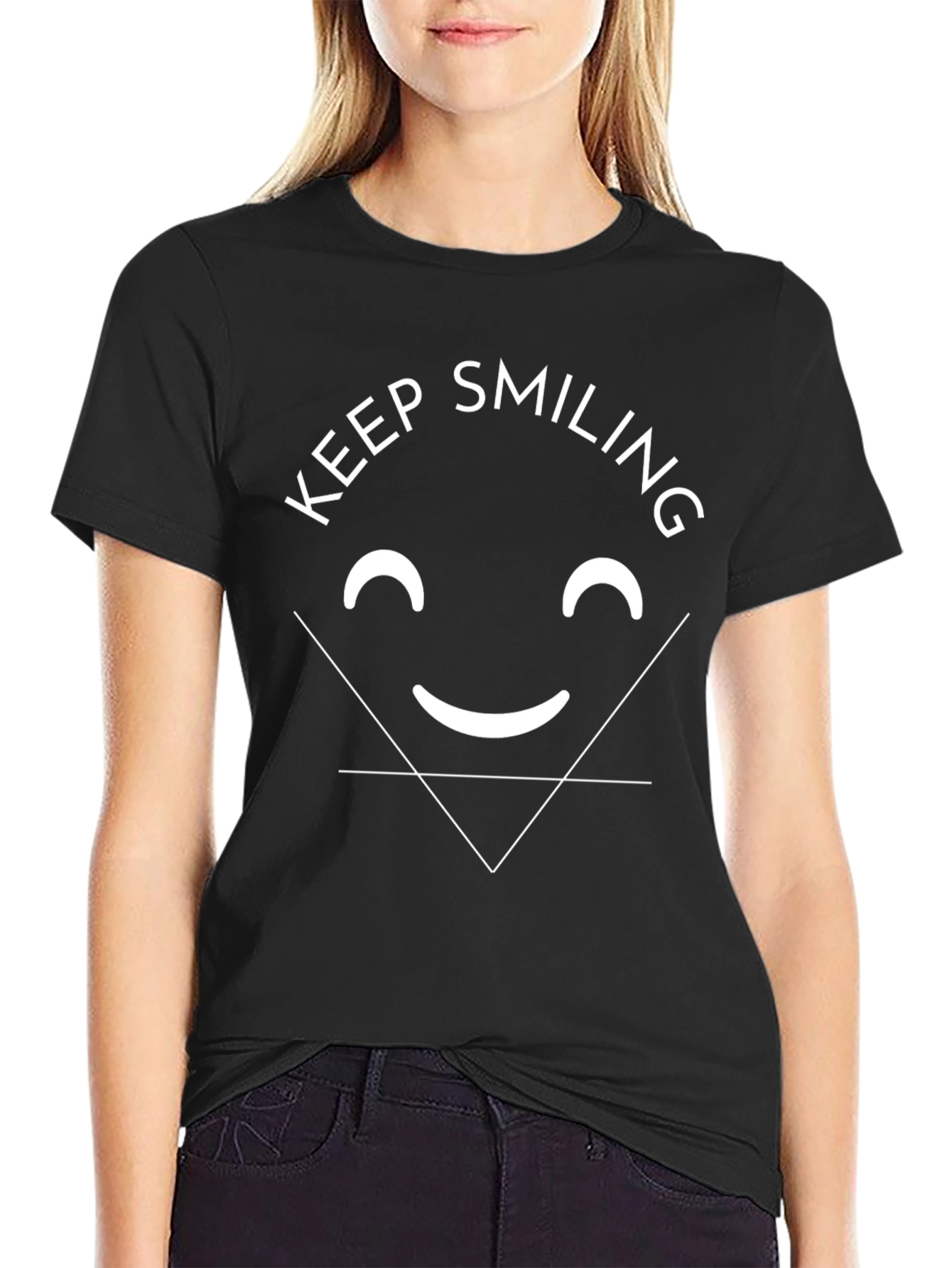 Keep Smiling Graphic Tee - Black Cotton T-Shirt