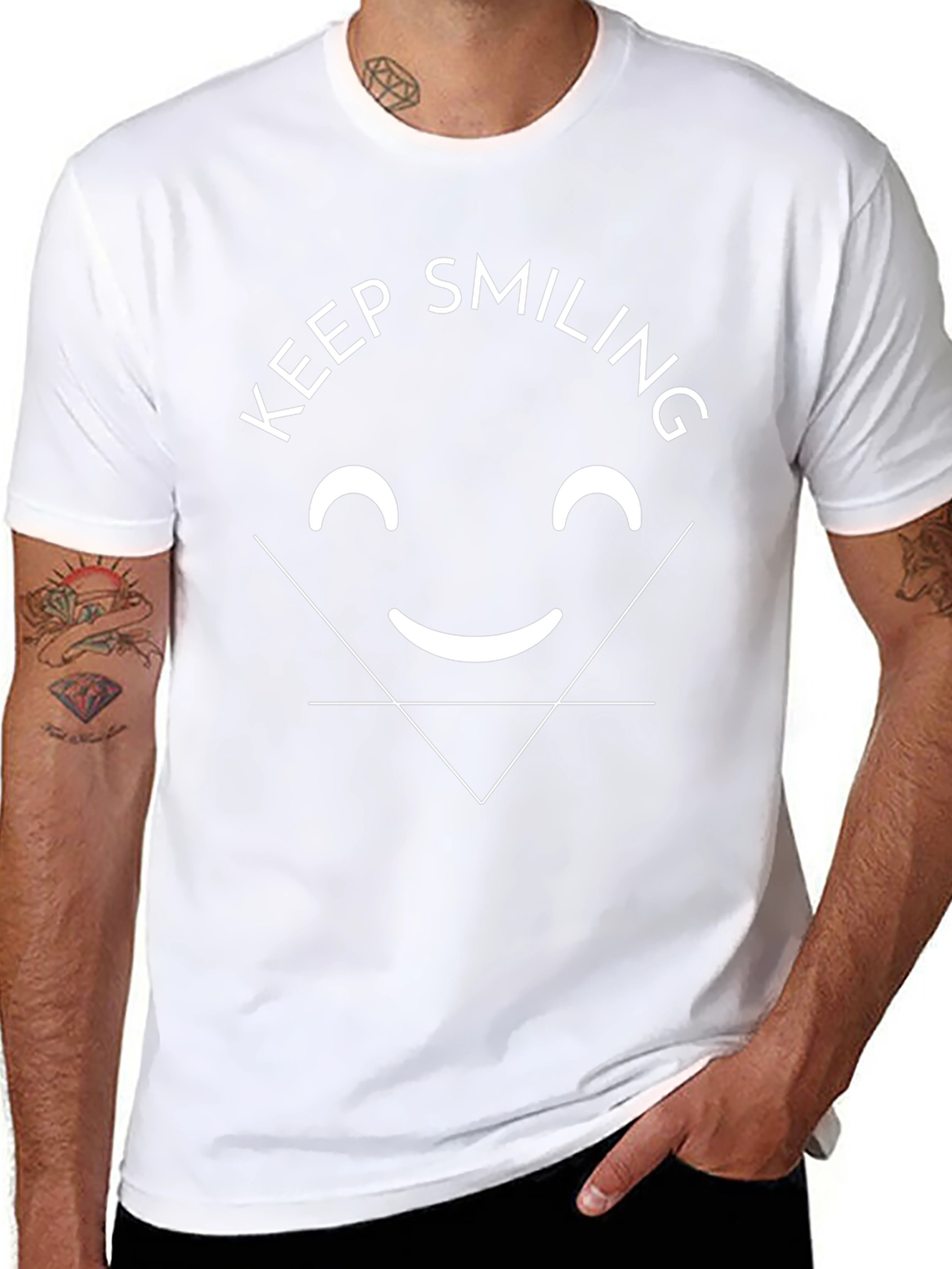 Keep Smiling Graphic Tee - Black Cotton T-Shirt
