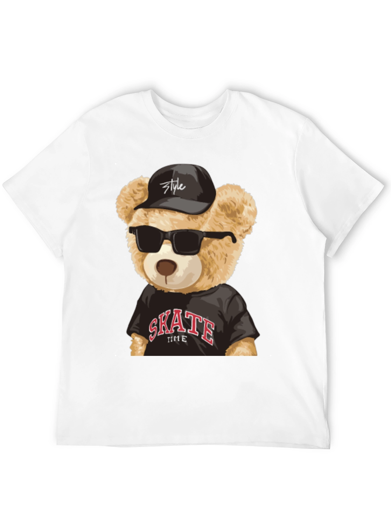 Cool Teddy Bear Skate Time Black T-Shirt