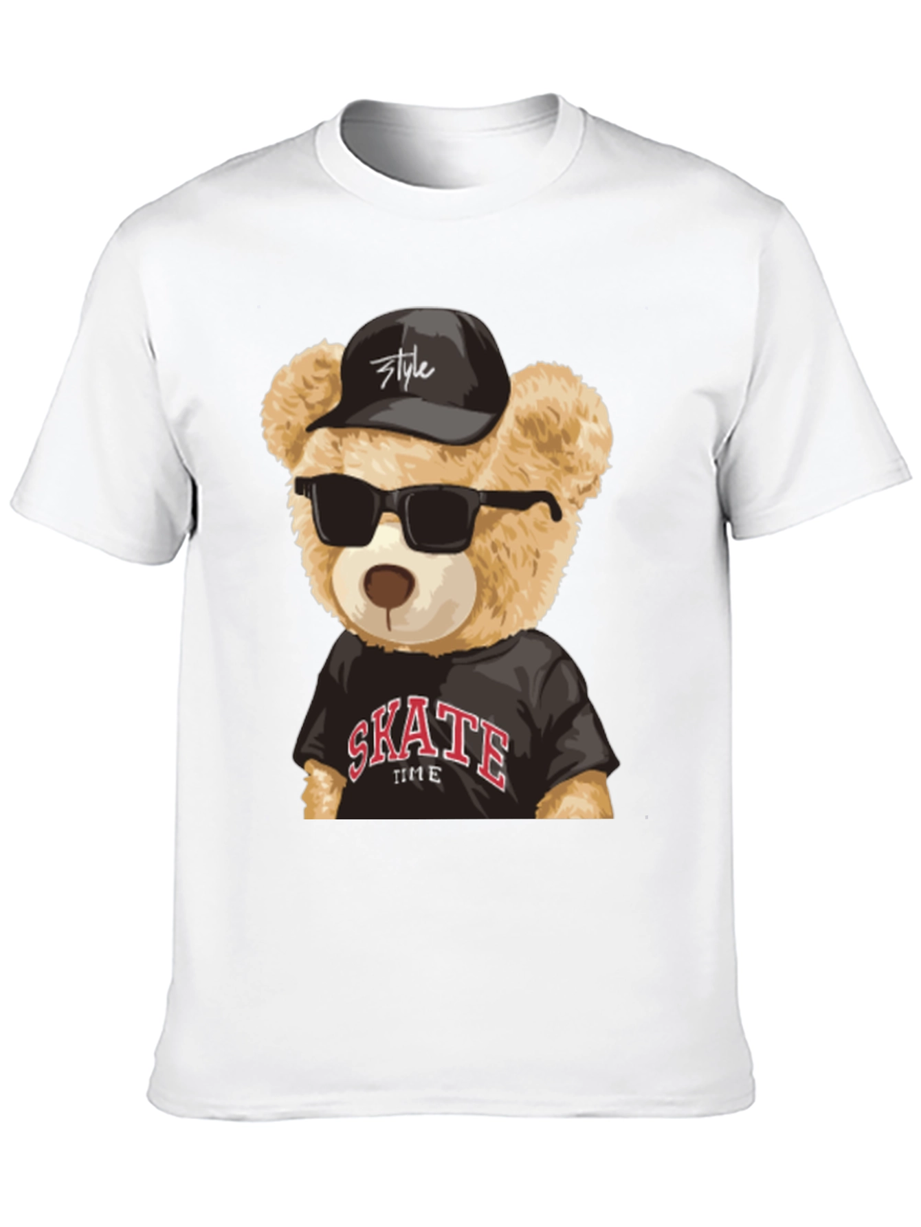 Cool Teddy Bear Skate Time Black T-Shirt