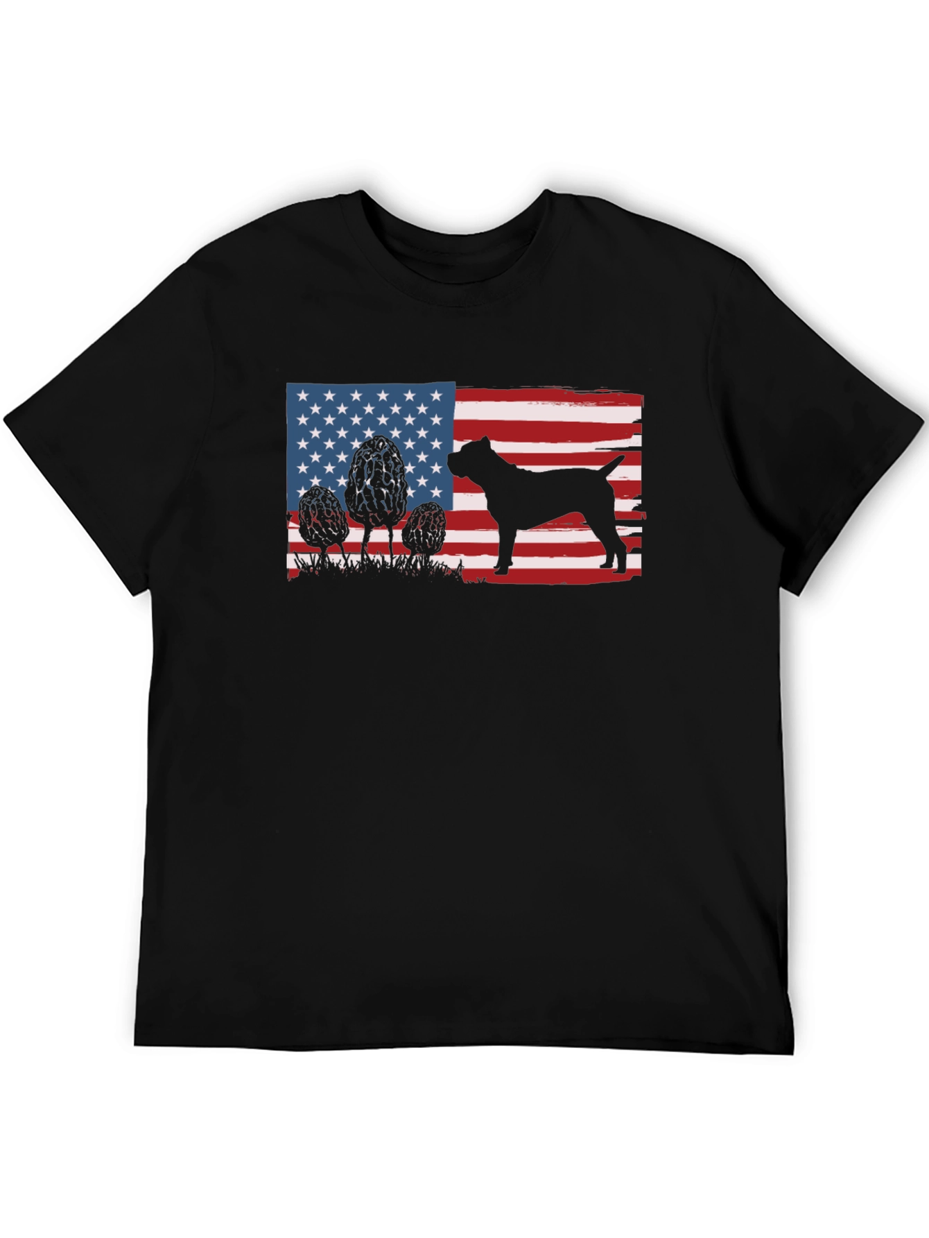 American Flag Dog Silhouette T-Shirt