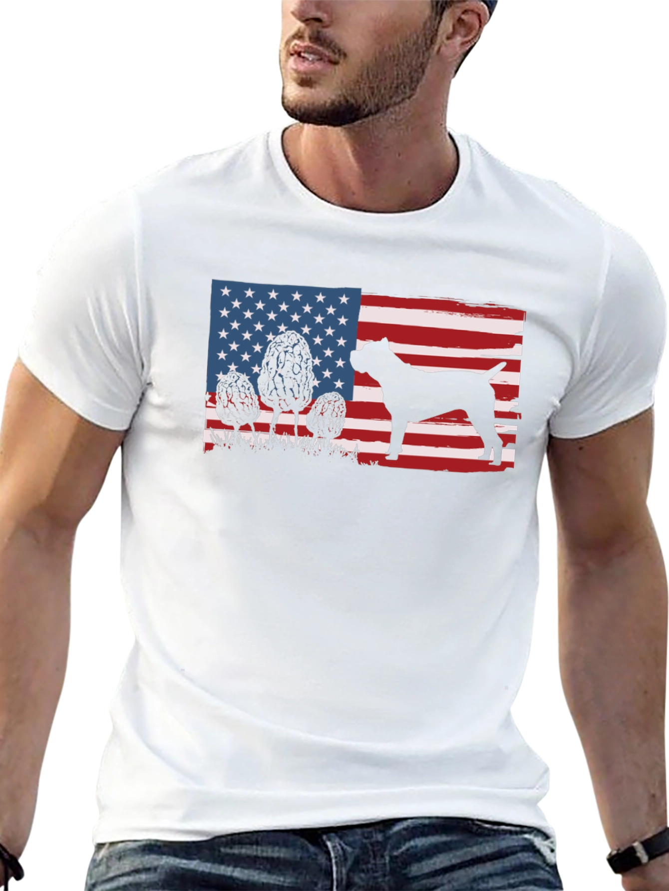 American Flag Dog Silhouette T-Shirt