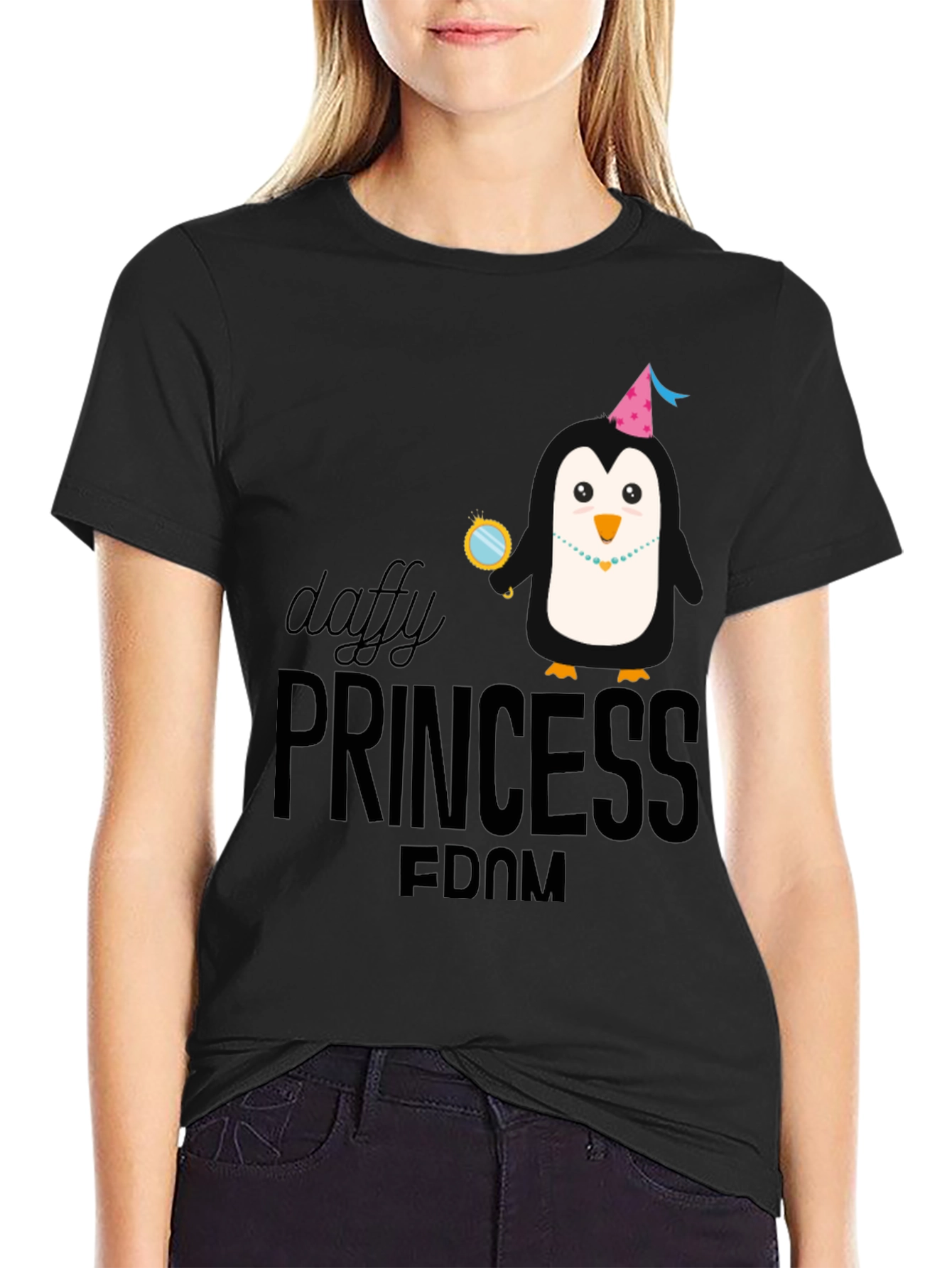 Daffy Princess Penguin T-Shirt Black