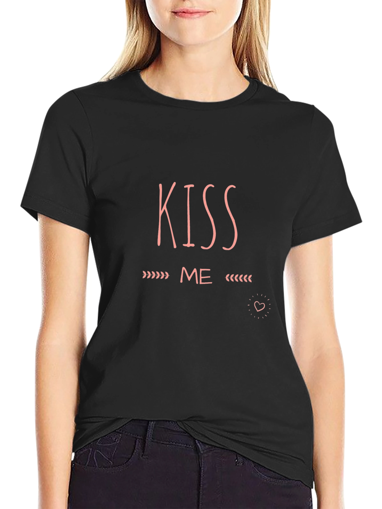 Kiss Me Graphic Tee - Trendy Black T-Shirt