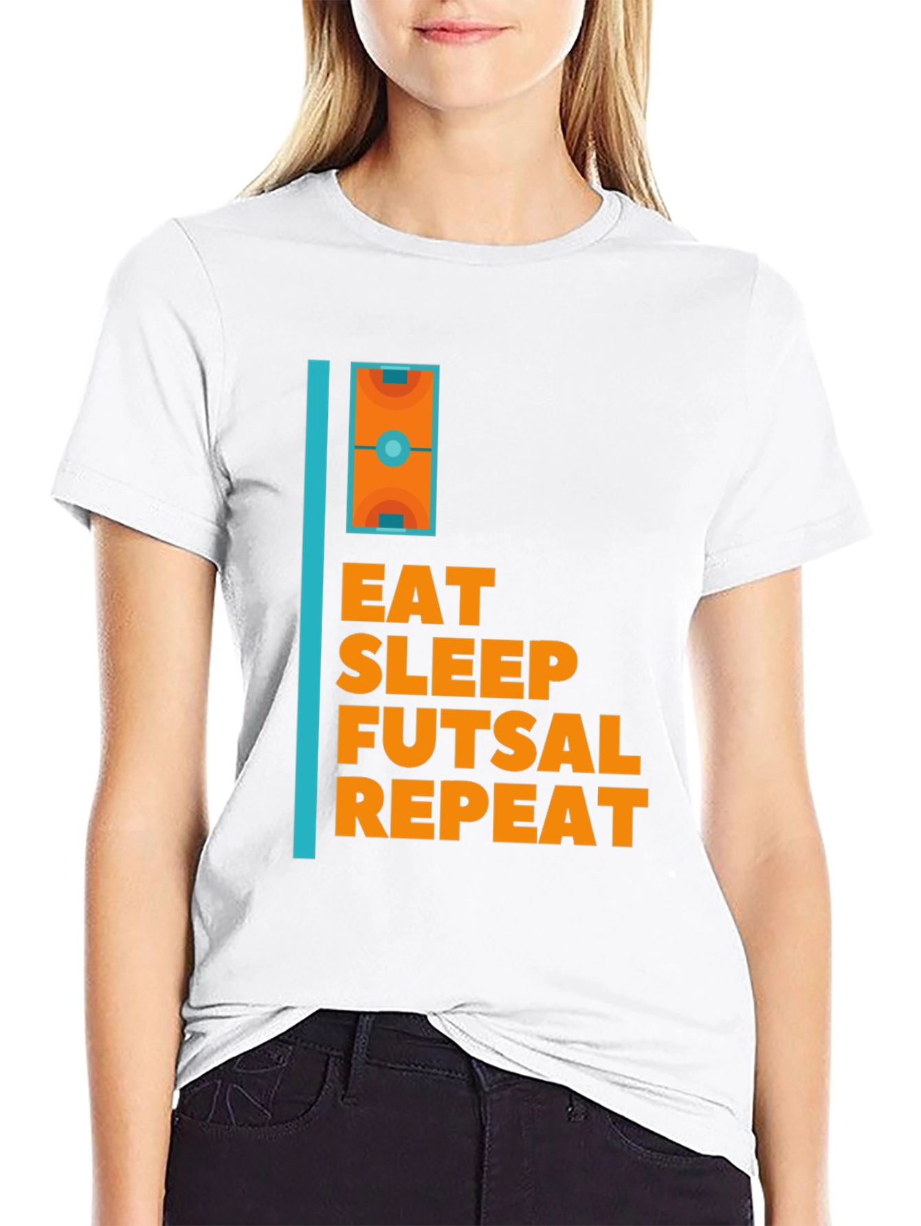 Eat Sleep Futsal Repeat Graphic Tee