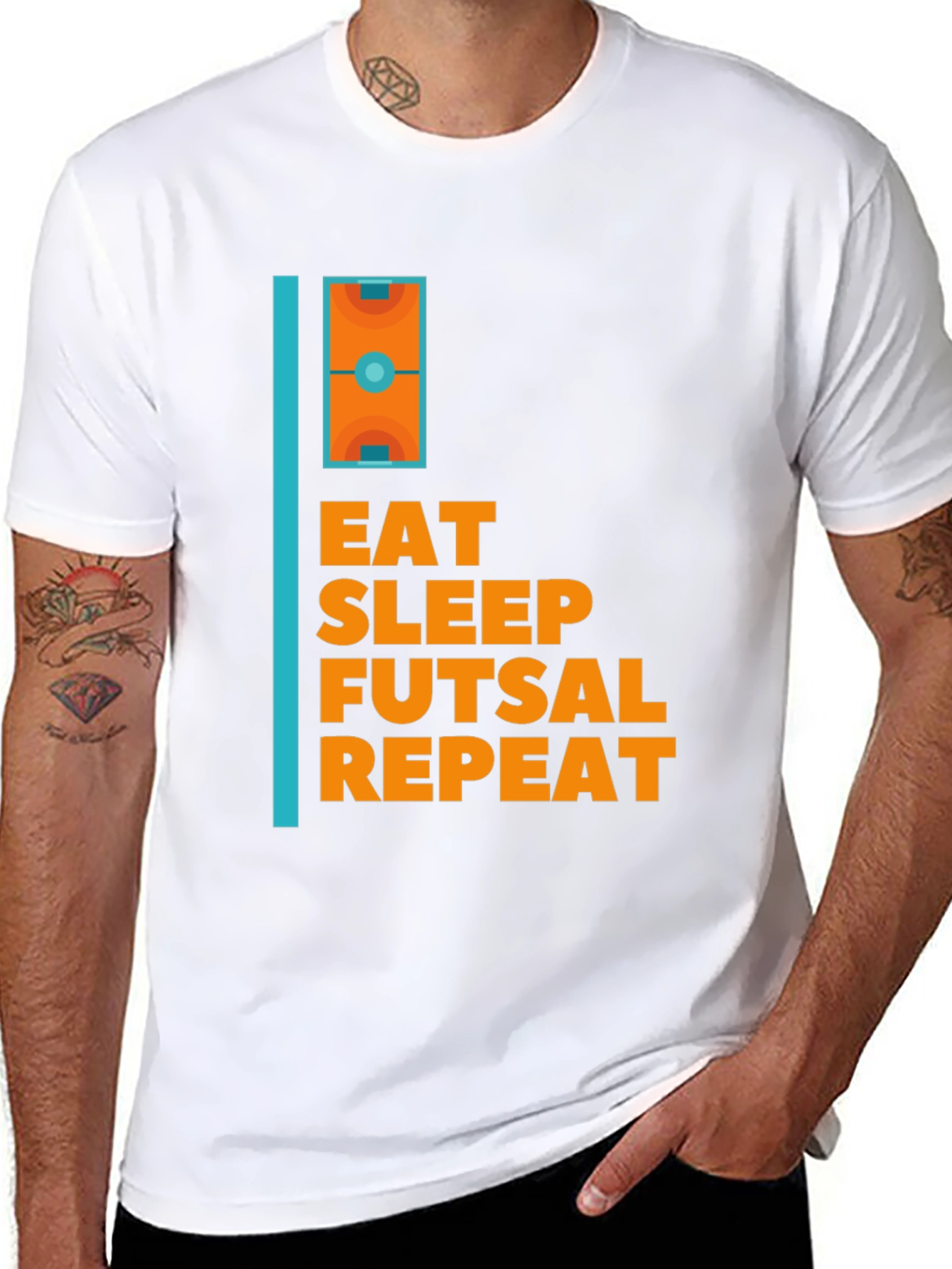 Eat Sleep Futsal Repeat Graphic Tee