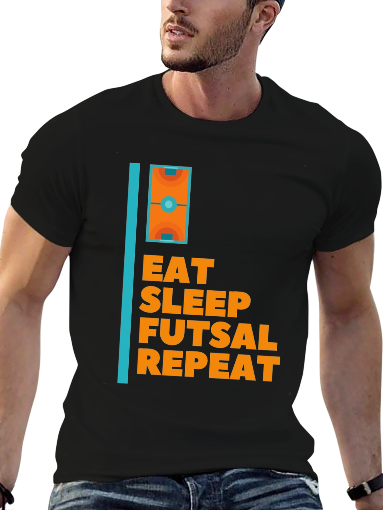 Eat Sleep Futsal Repeat Graphic Tee