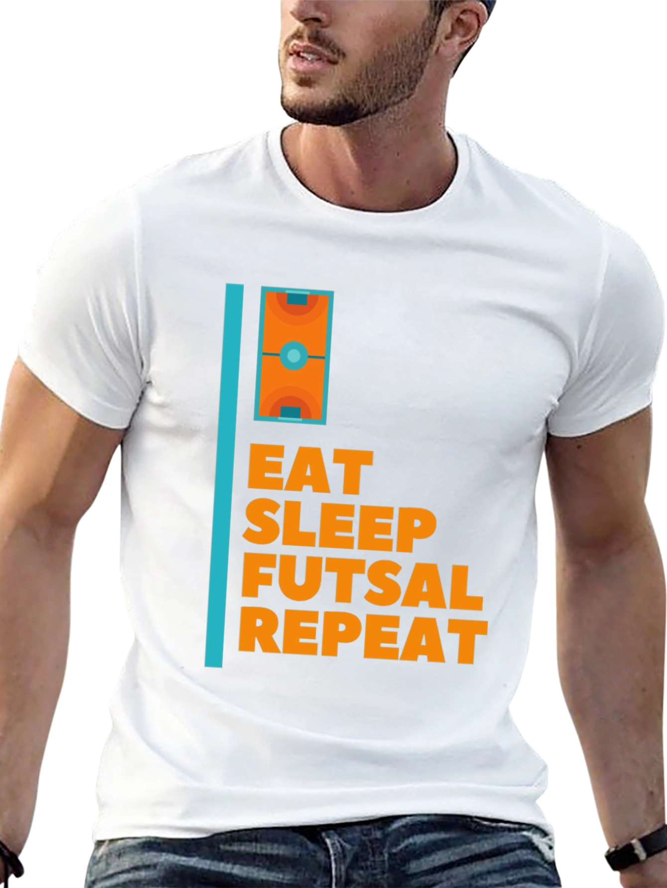 Eat Sleep Futsal Repeat Graphic Tee