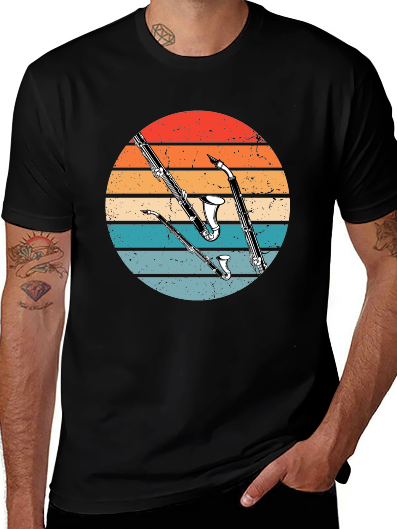 Retro Clarinet Graphic T-Shirt - Musicians Style