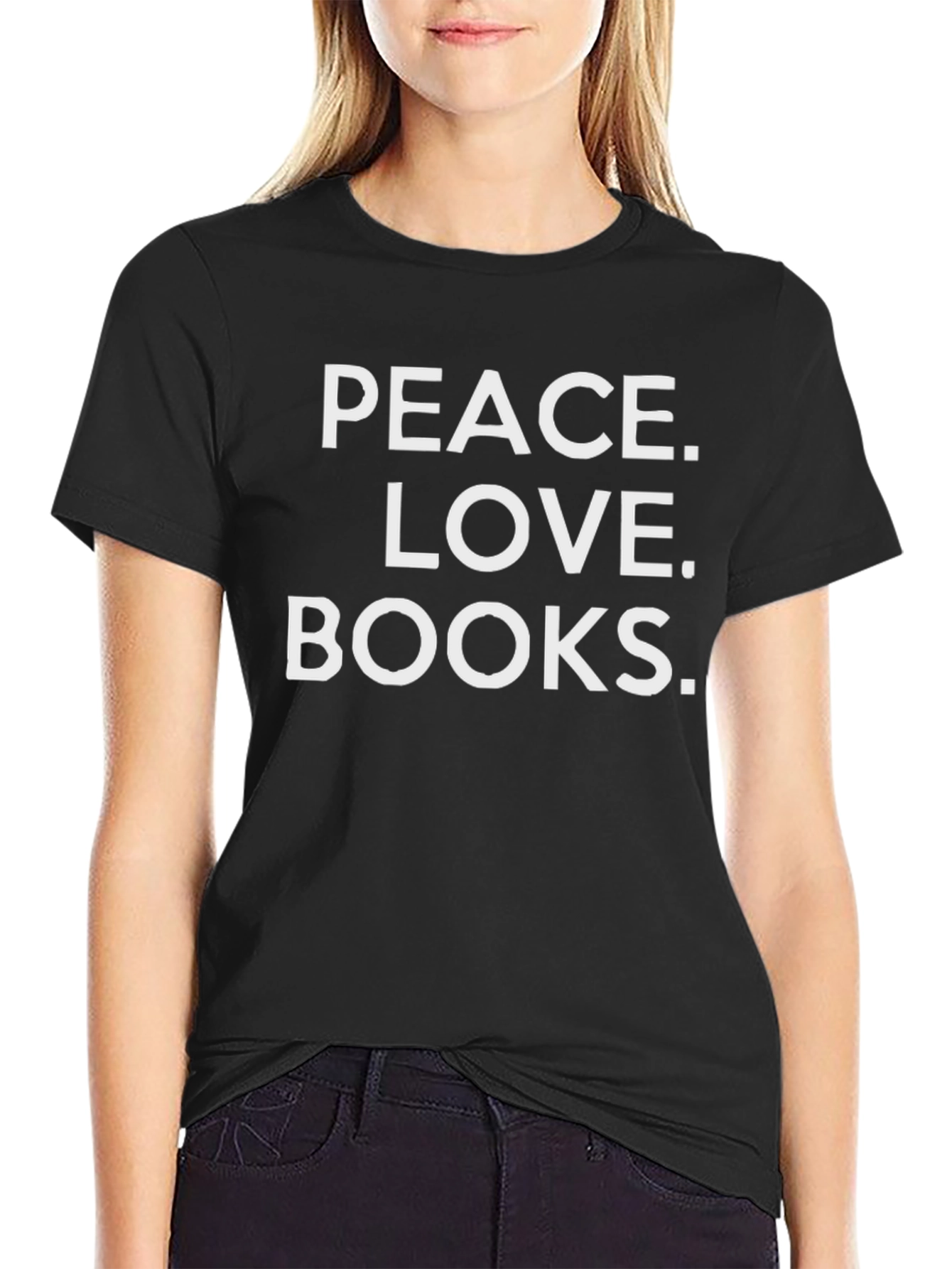 Peace Love Books T-Shirt - Black Graphic Tee