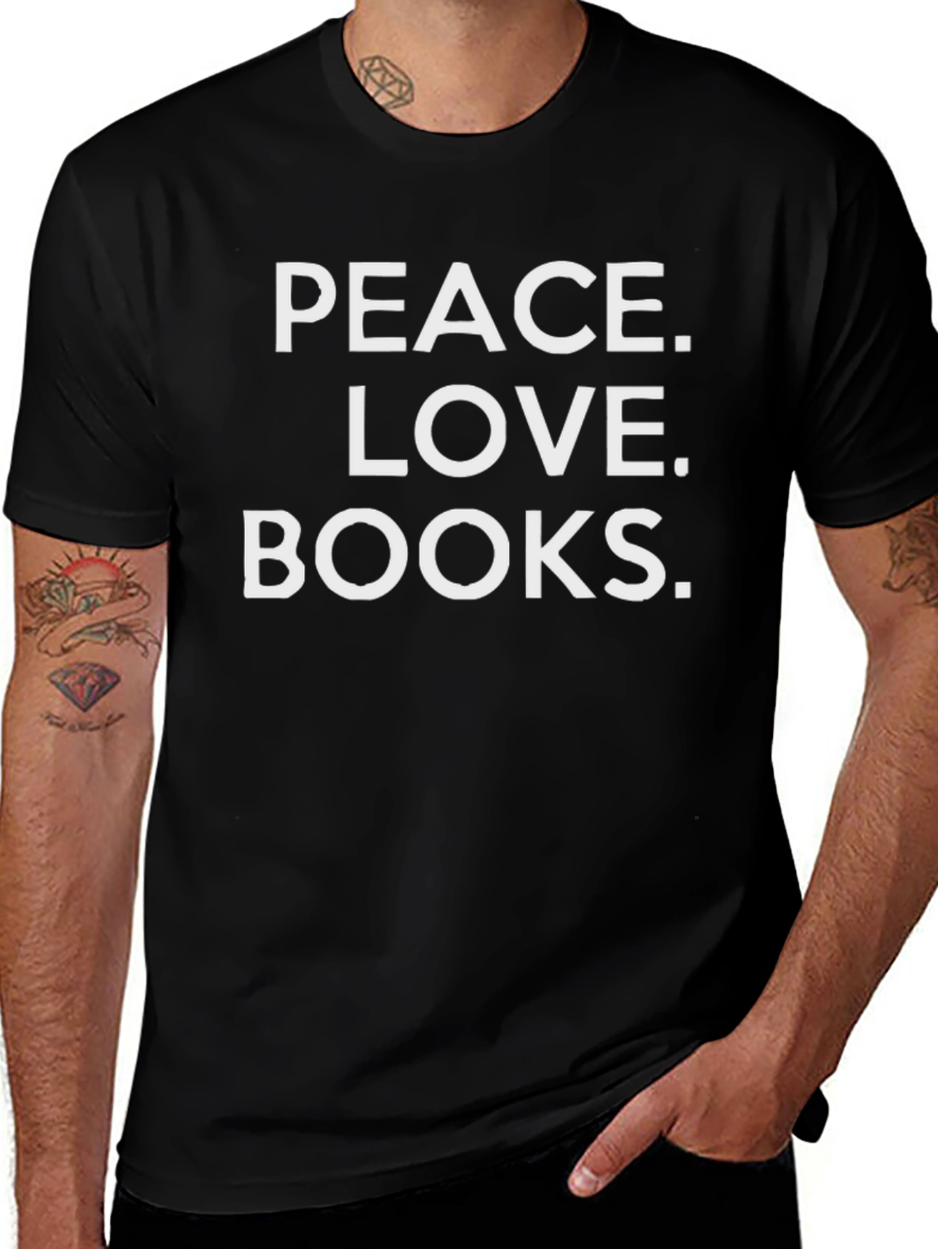 Peace Love Books T-Shirt - Black Graphic Tee