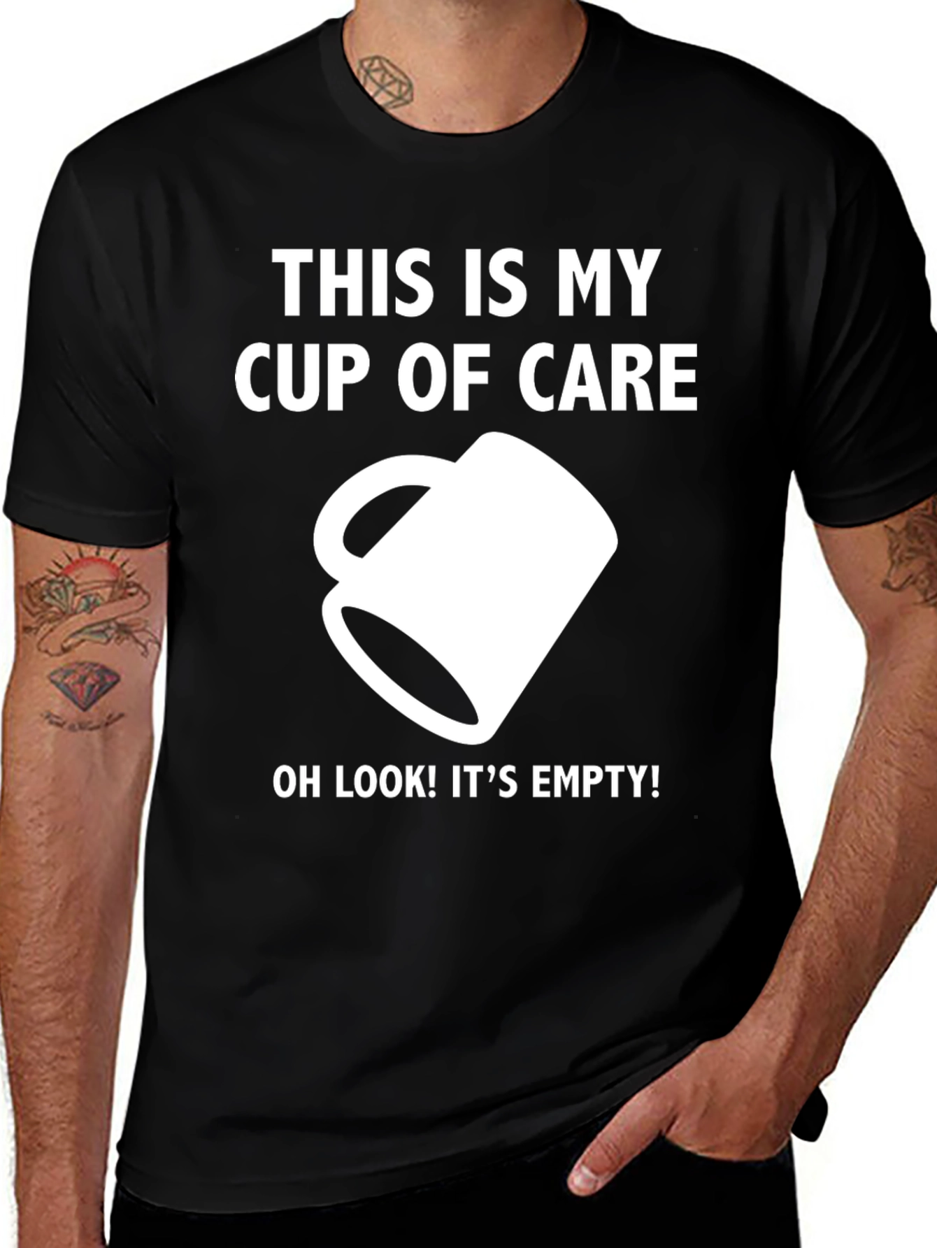 Funny Empty Cup of Care Graphic T-Shirt