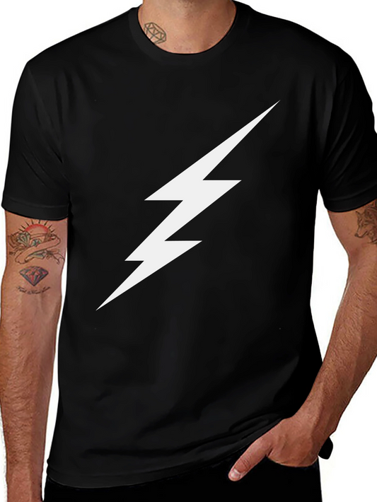 Lightning Bolt Graphic Tee - Black Cotton T-Shirt
