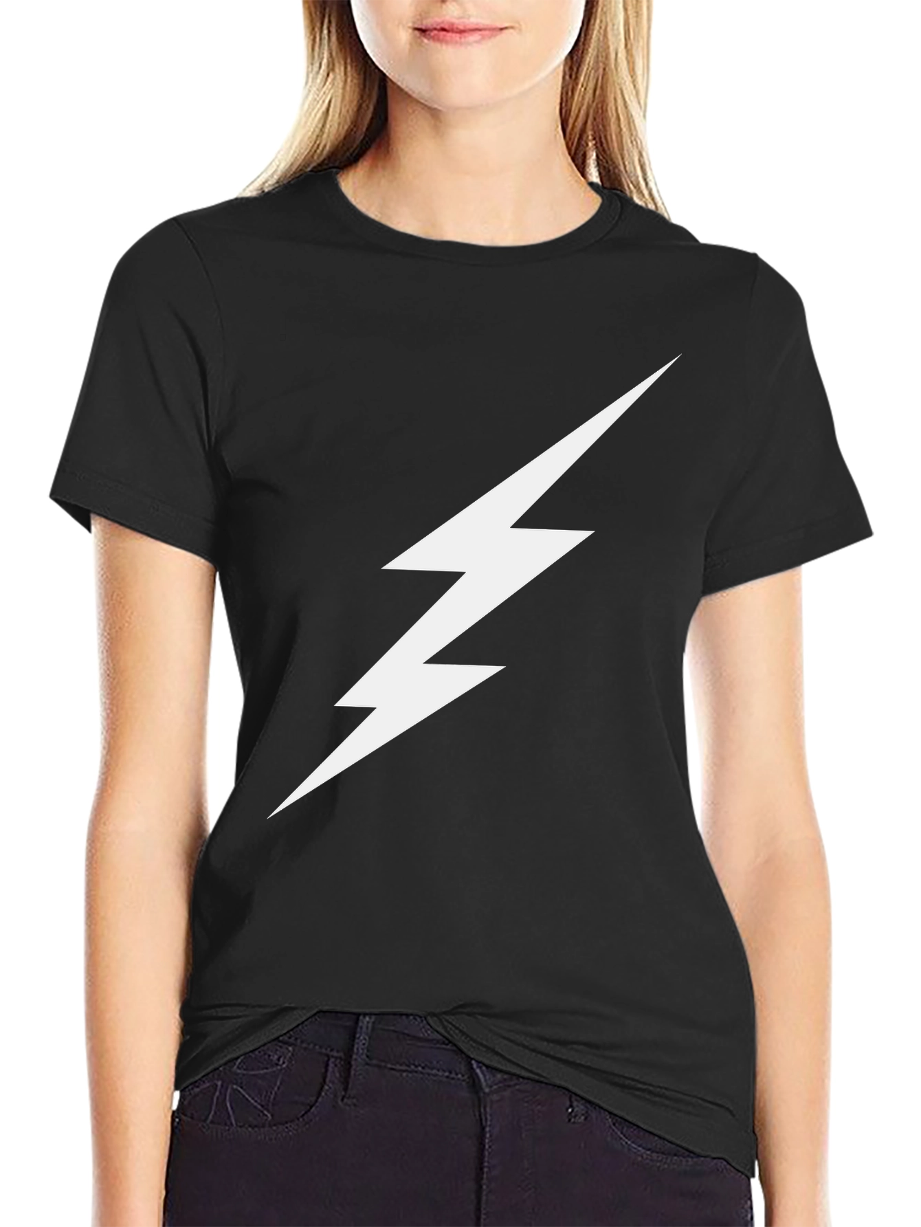 Lightning Bolt Graphic Tee - Black Cotton T-Shirt