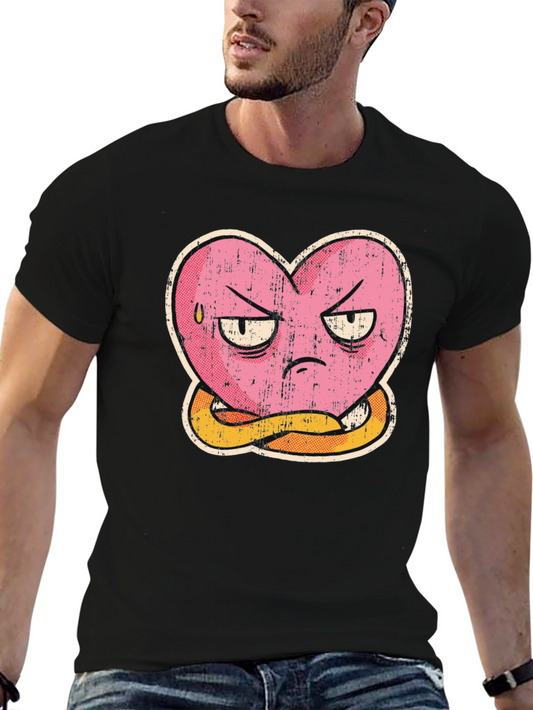 Grumpy Heart Graphic Tee - Mens Black T-Shirt