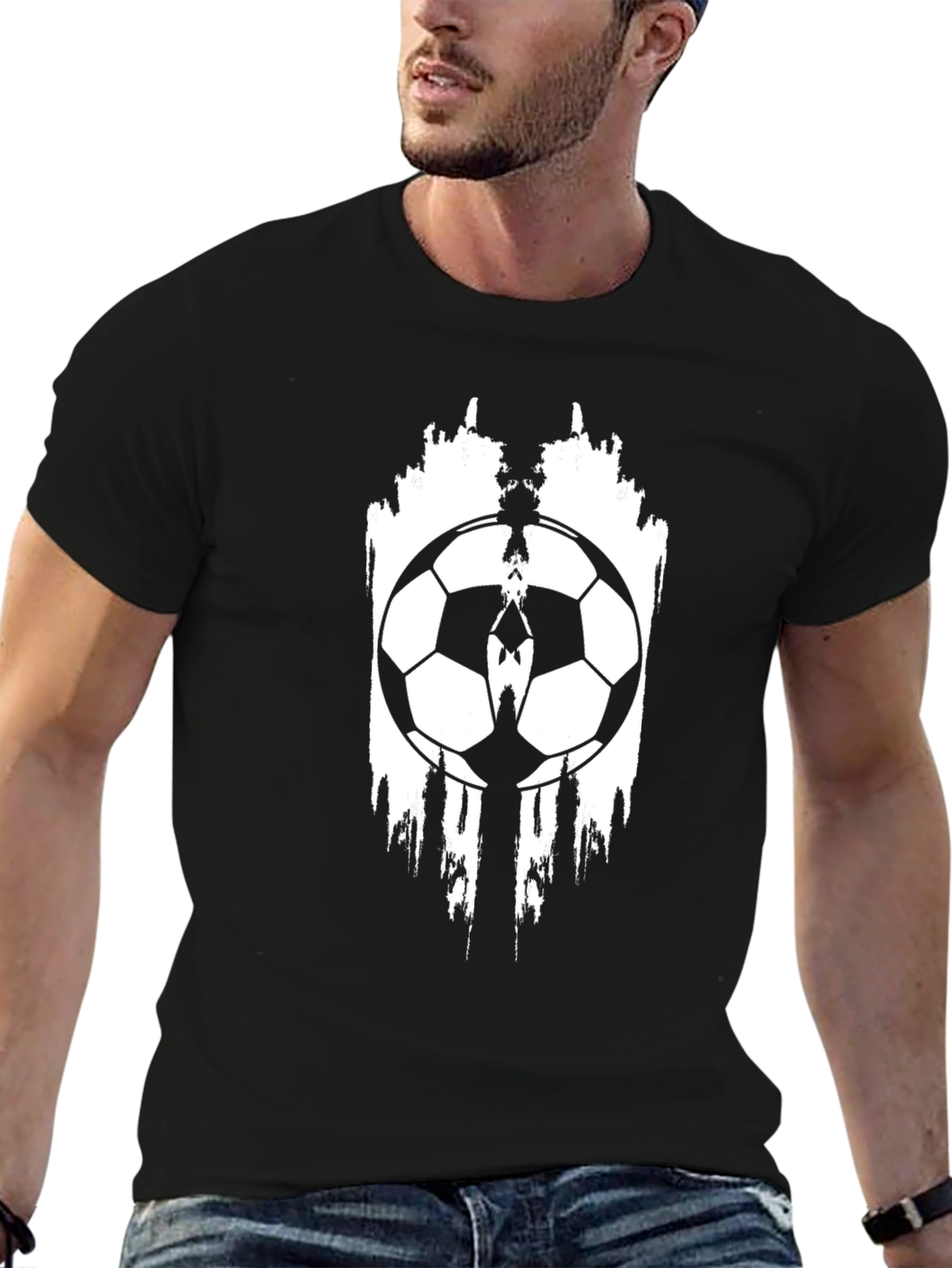 Soccer Ball Graphic Black T-Shirt