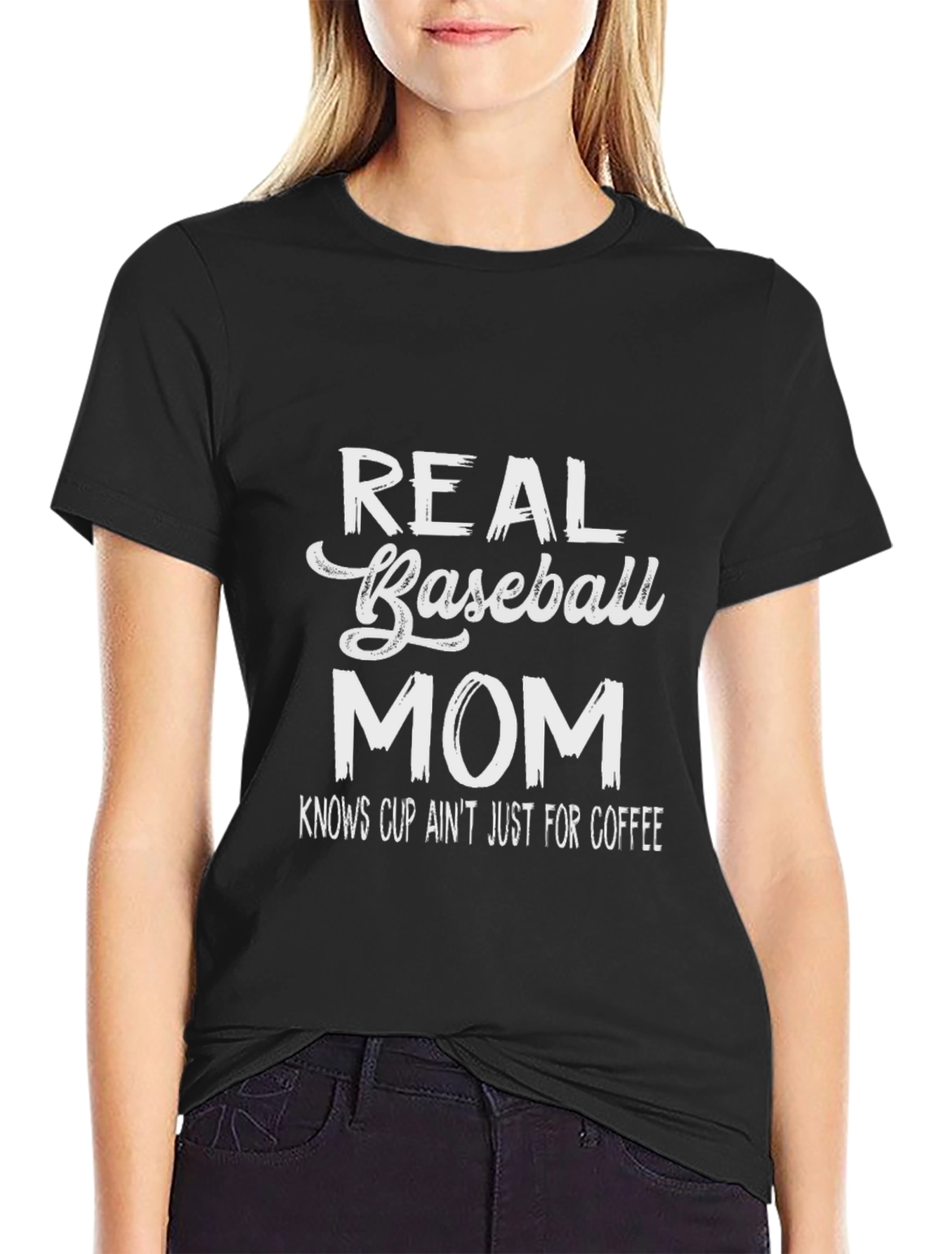 Real Baseball Mom T-Shirt Funny Graphic Tee