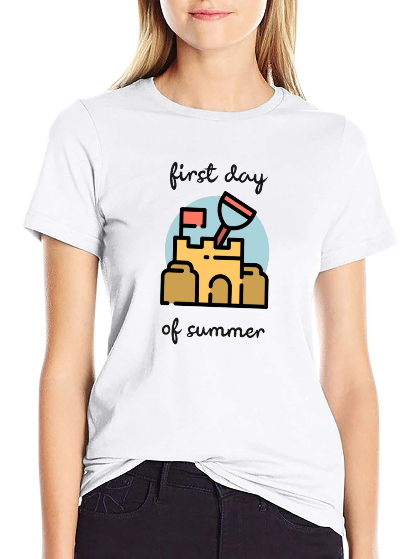 Sandcastle Graphic Tee - Black Cotton T-Shirt
