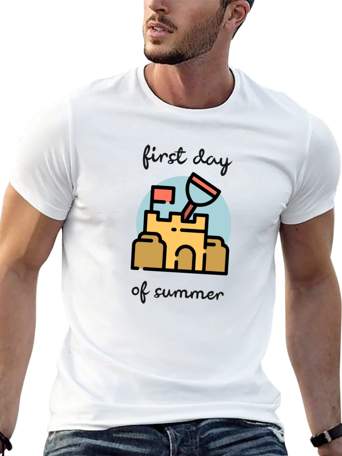 Sandcastle Graphic Tee - Black Cotton T-Shirt
