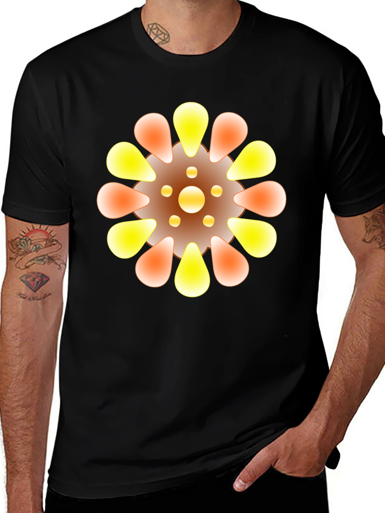 Abstract Floral Graphic Black Tee