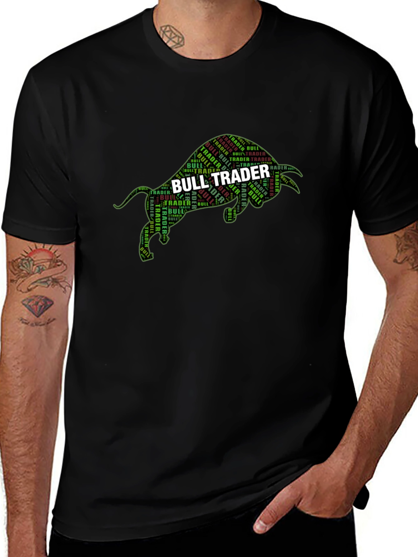 Bull Trader Graphic Tee - Black Crewneck