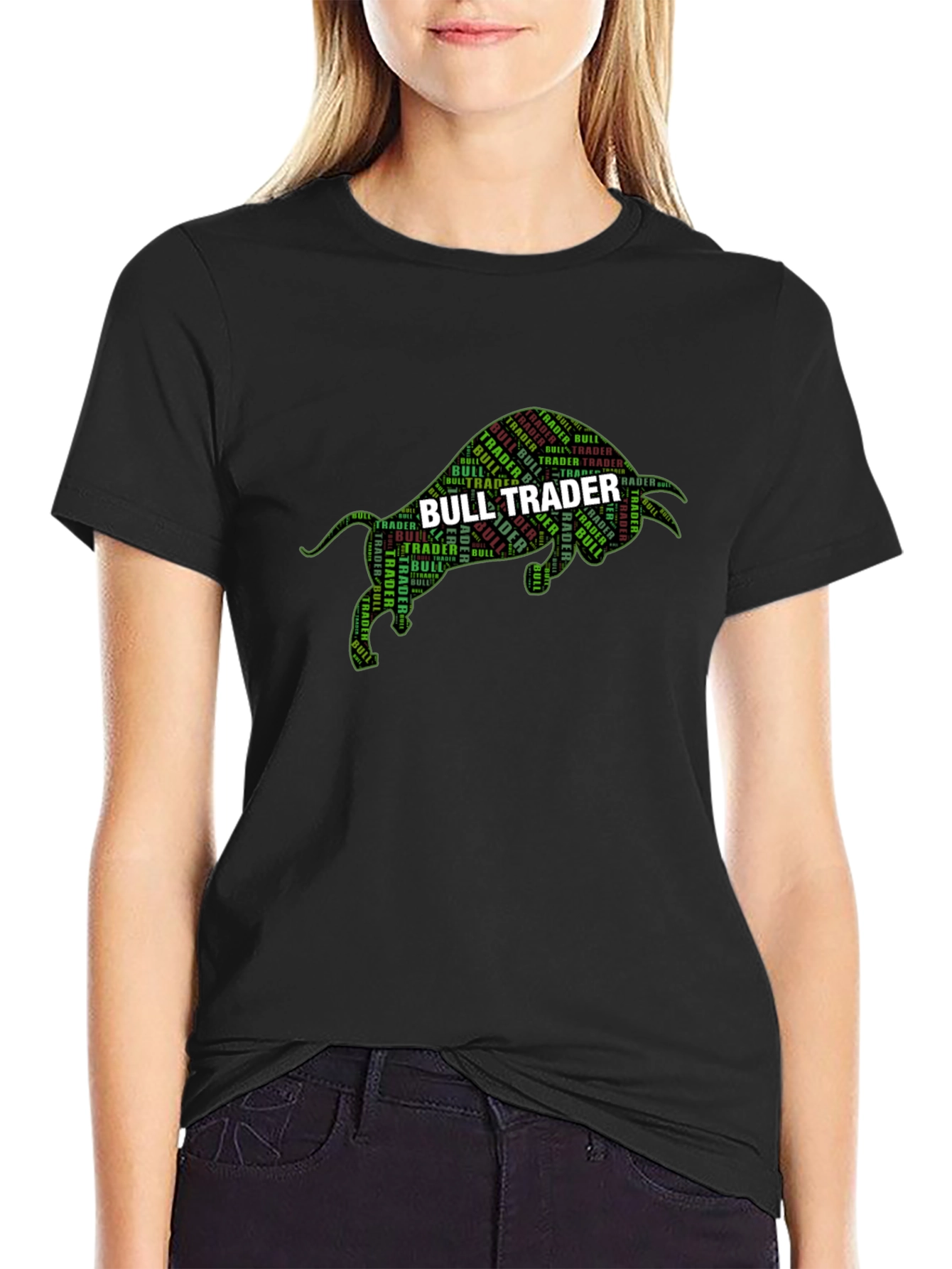Bull Trader Graphic Tee - Black Crewneck