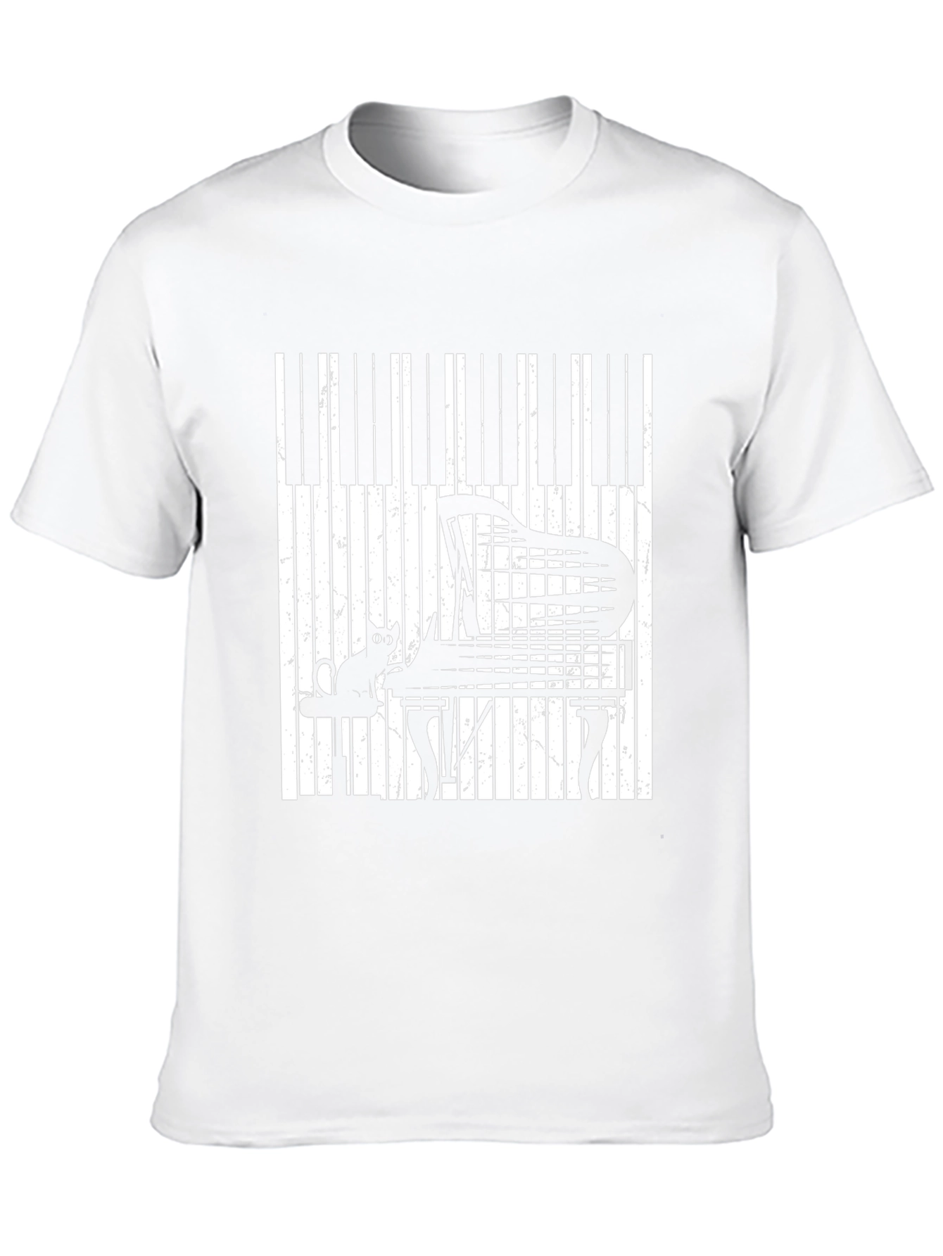 Piano Cat Graphic T-Shirt - Music Lover Tee