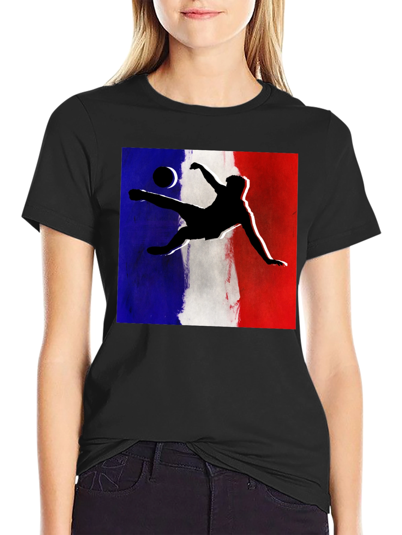 French Soccer Kick T-Shirt - Black Cotton Tee