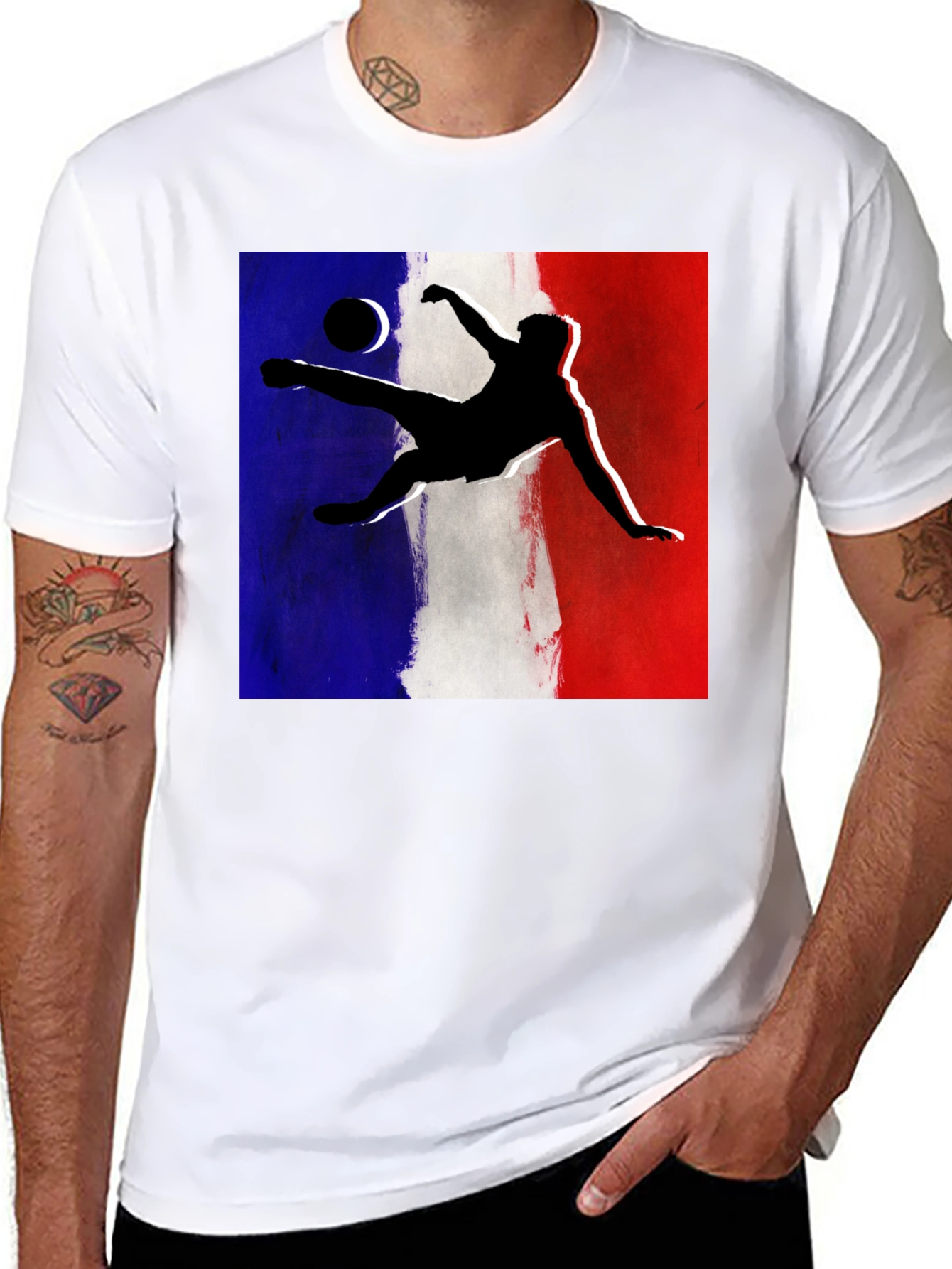 French Soccer Kick T-Shirt - Black Cotton Tee